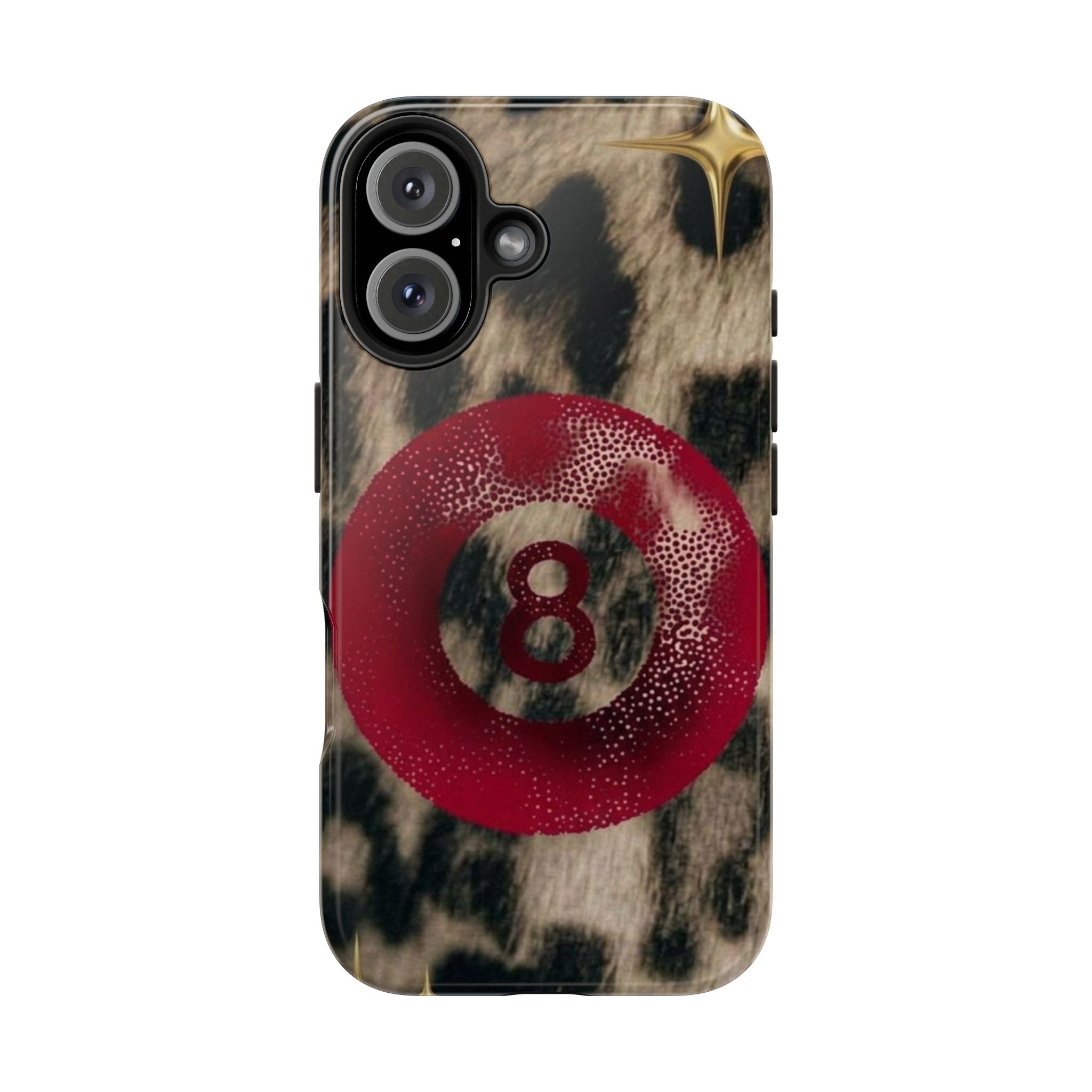 8 Ball Leopard Phone Case — Tough Protective Phone Case with Red 8-Ball Design