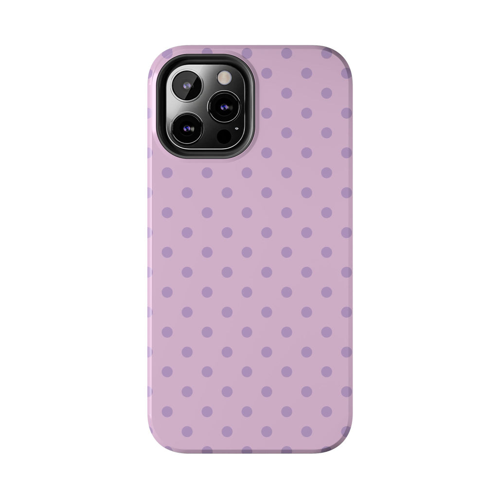 Purple Polka Dot Tough Phone Case — Durable Protective Phone Cover