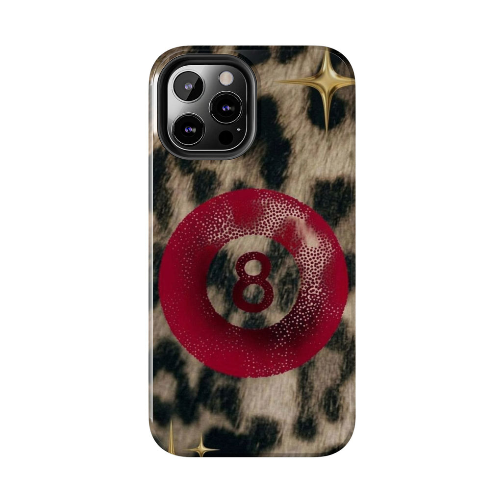8 Ball Leopard Phone Case — Tough Protective Phone Case with Red 8-Ball Design