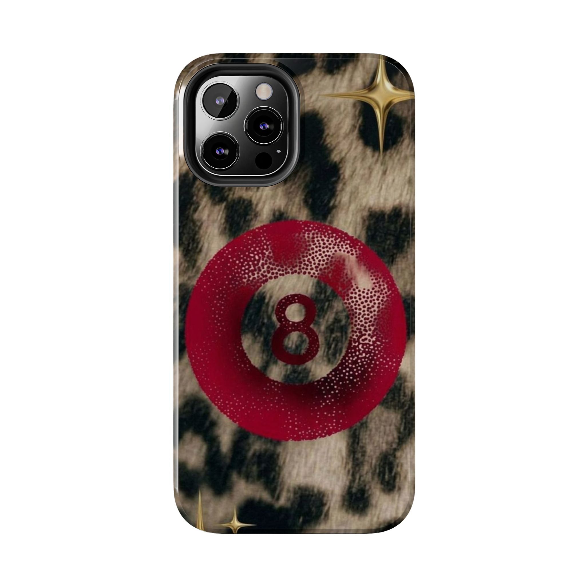 8 Ball Leopard Phone Case — Tough Protective Phone Case with Red 8-Ball Design