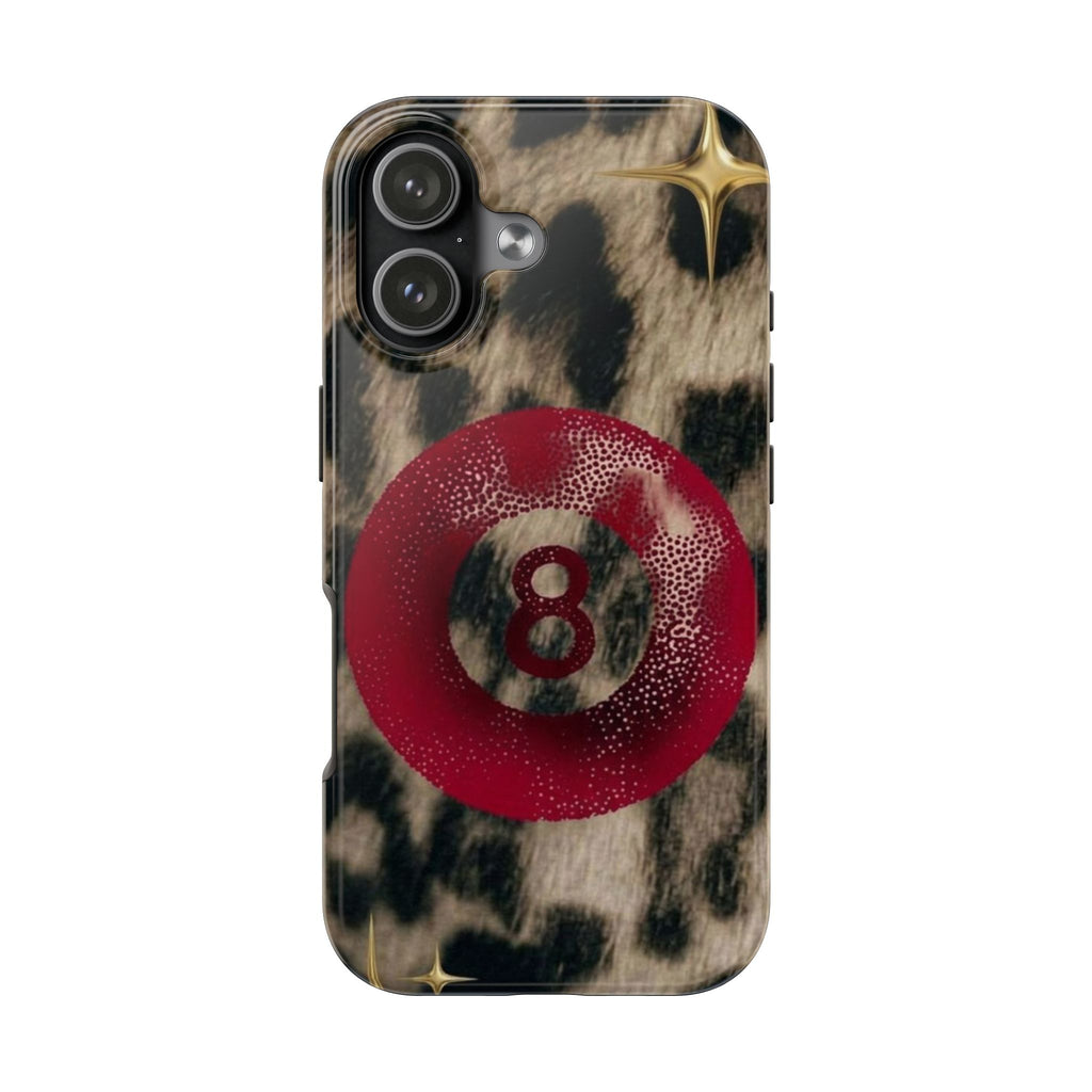 8 Ball Leopard Phone Case — Tough Protective Phone Case with Red 8-Ball Design