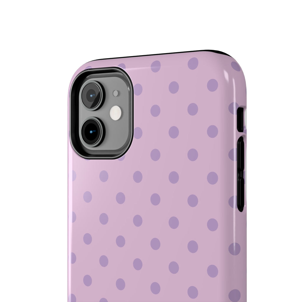 Purple Polka Dot Tough Phone Case — Durable Protective Phone Cover