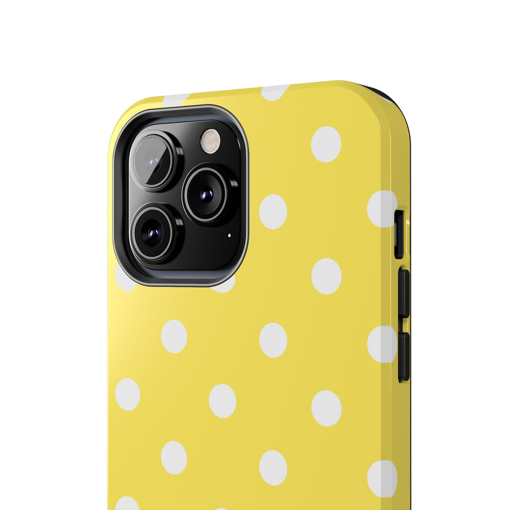 Yellow Polka Dot Tough Phone Case — Cute Protective iPhone Cover