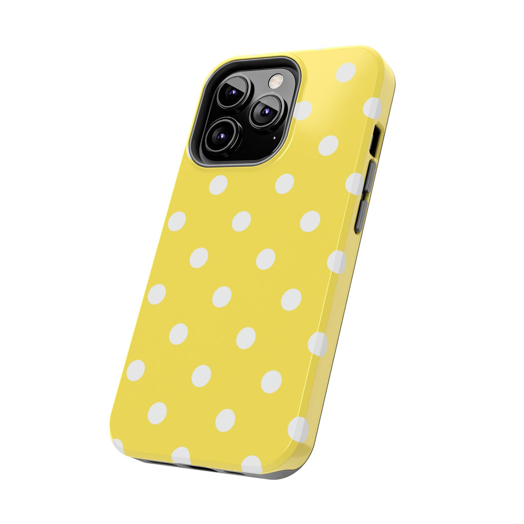 Yellow Polka Dot Tough Phone Case — Cute Protective iPhone Cover