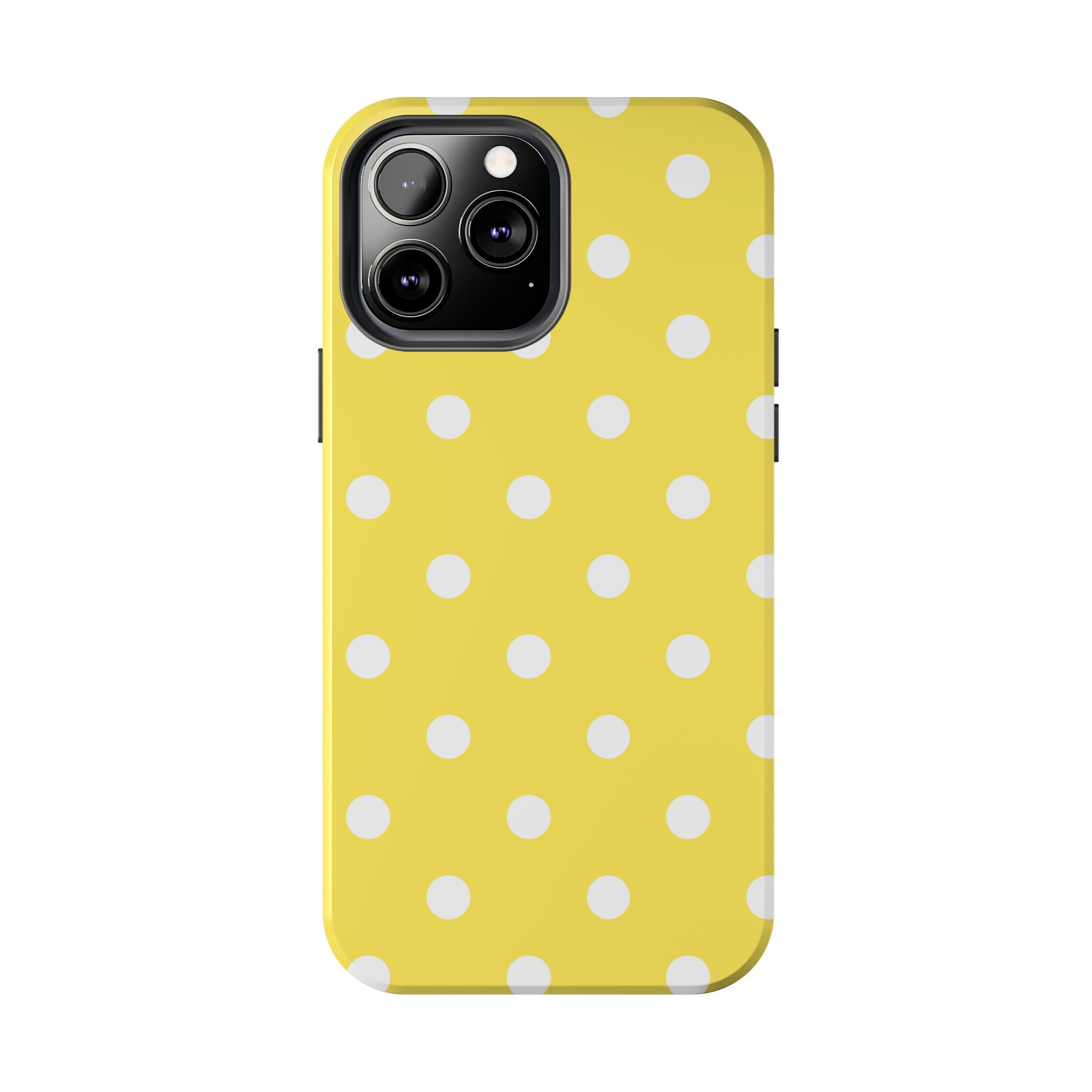 Yellow Polka Dot Tough Phone Case — Cute Protective iPhone Cover