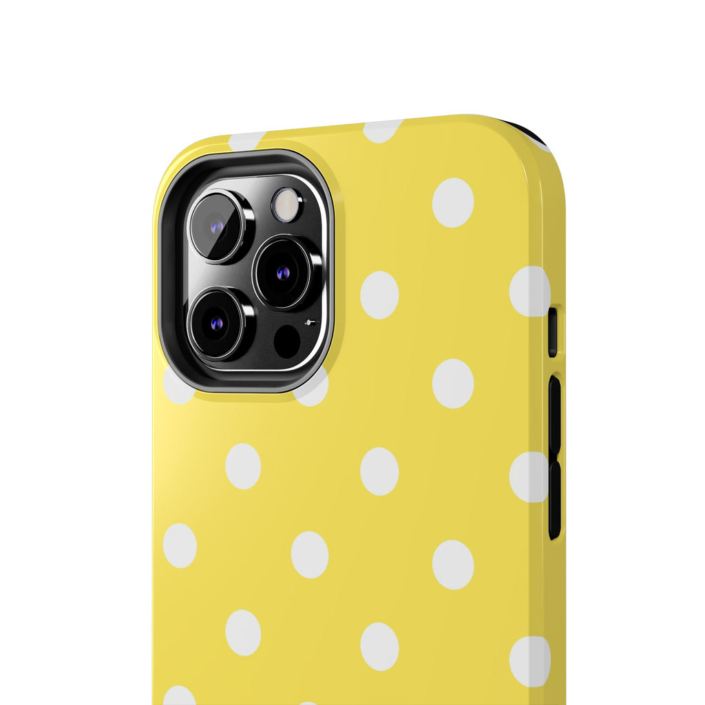 Yellow Polka Dot Tough Phone Case — Cute Protective iPhone Cover