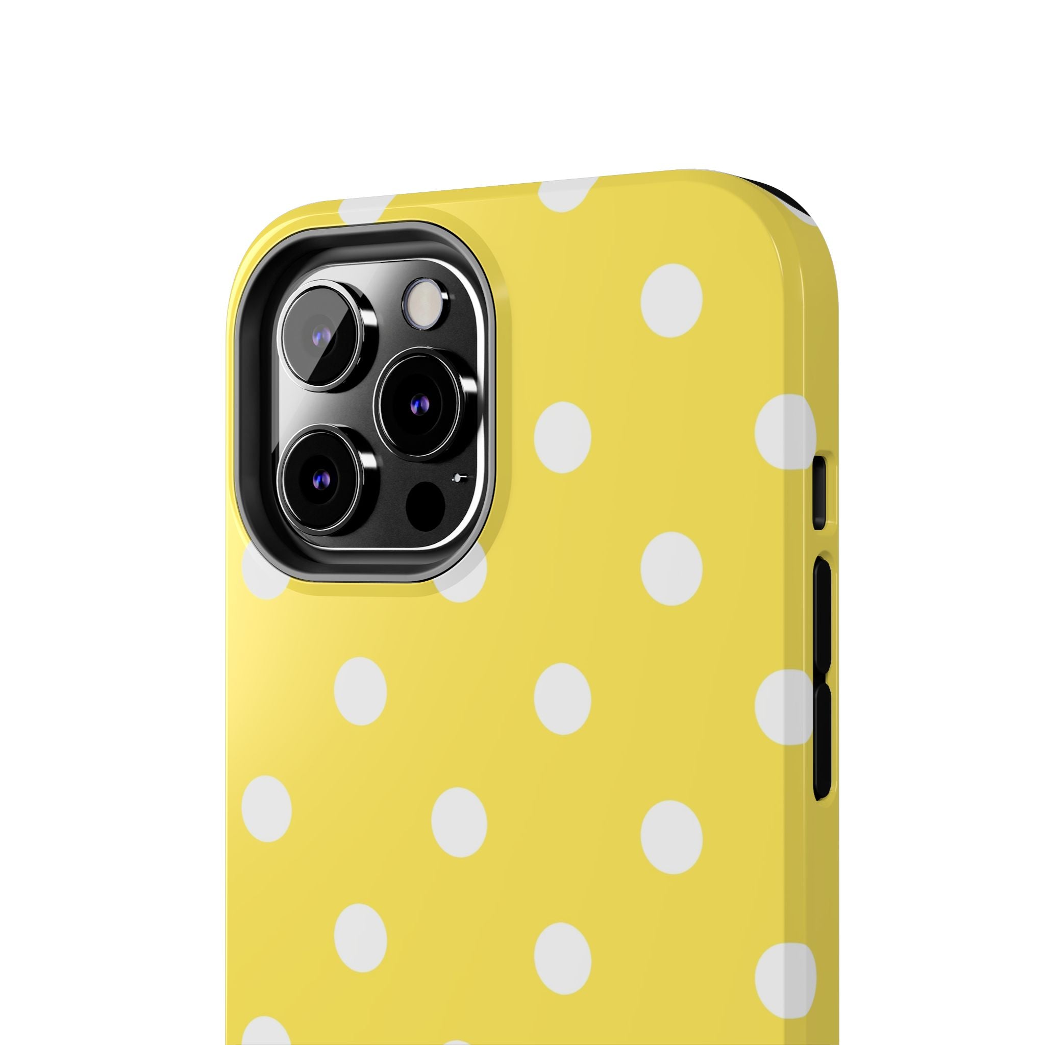 Yellow Polka Dot Tough Phone Case — Cute Protective iPhone Cover