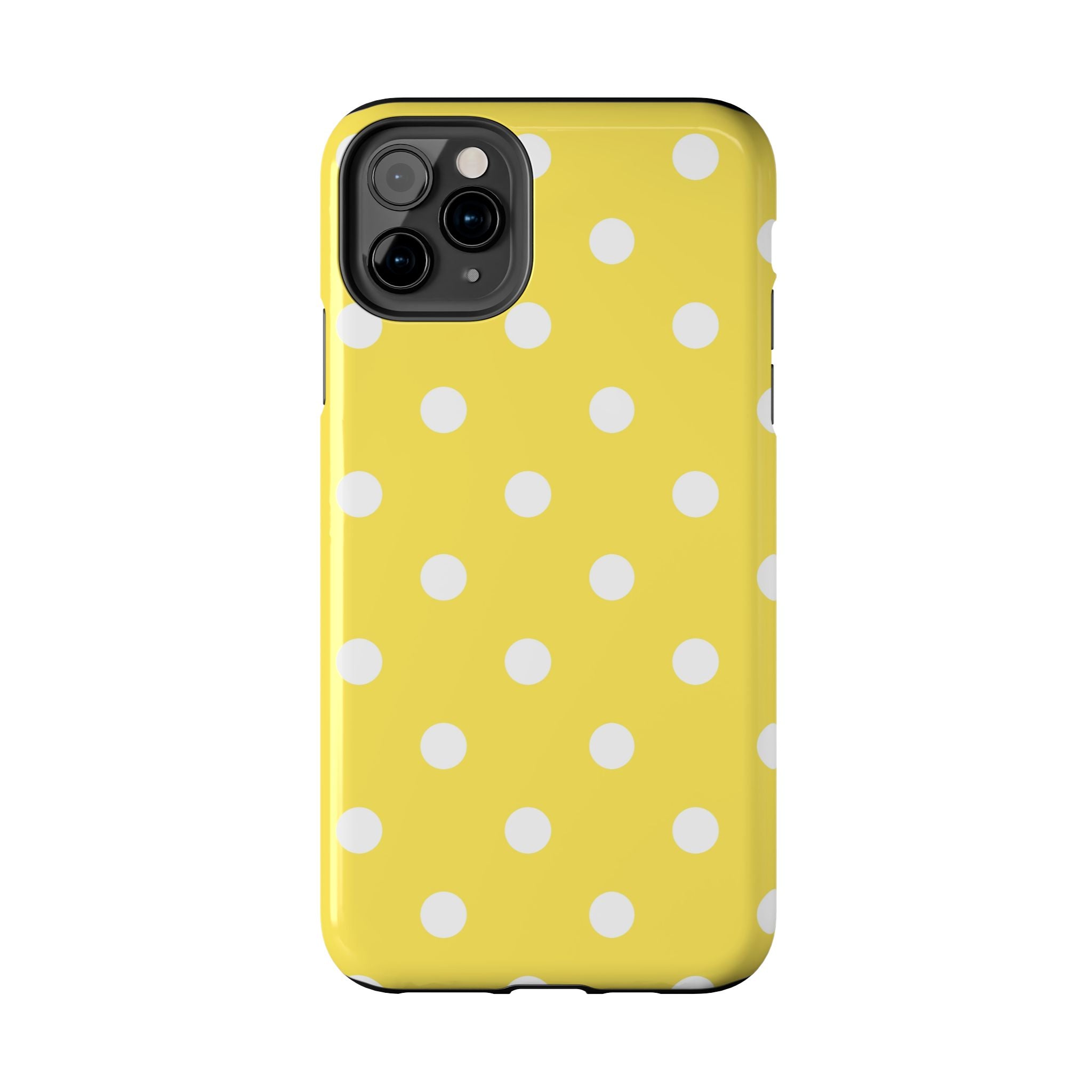 Yellow Polka Dot Tough Phone Case — Cute Protective iPhone Cover