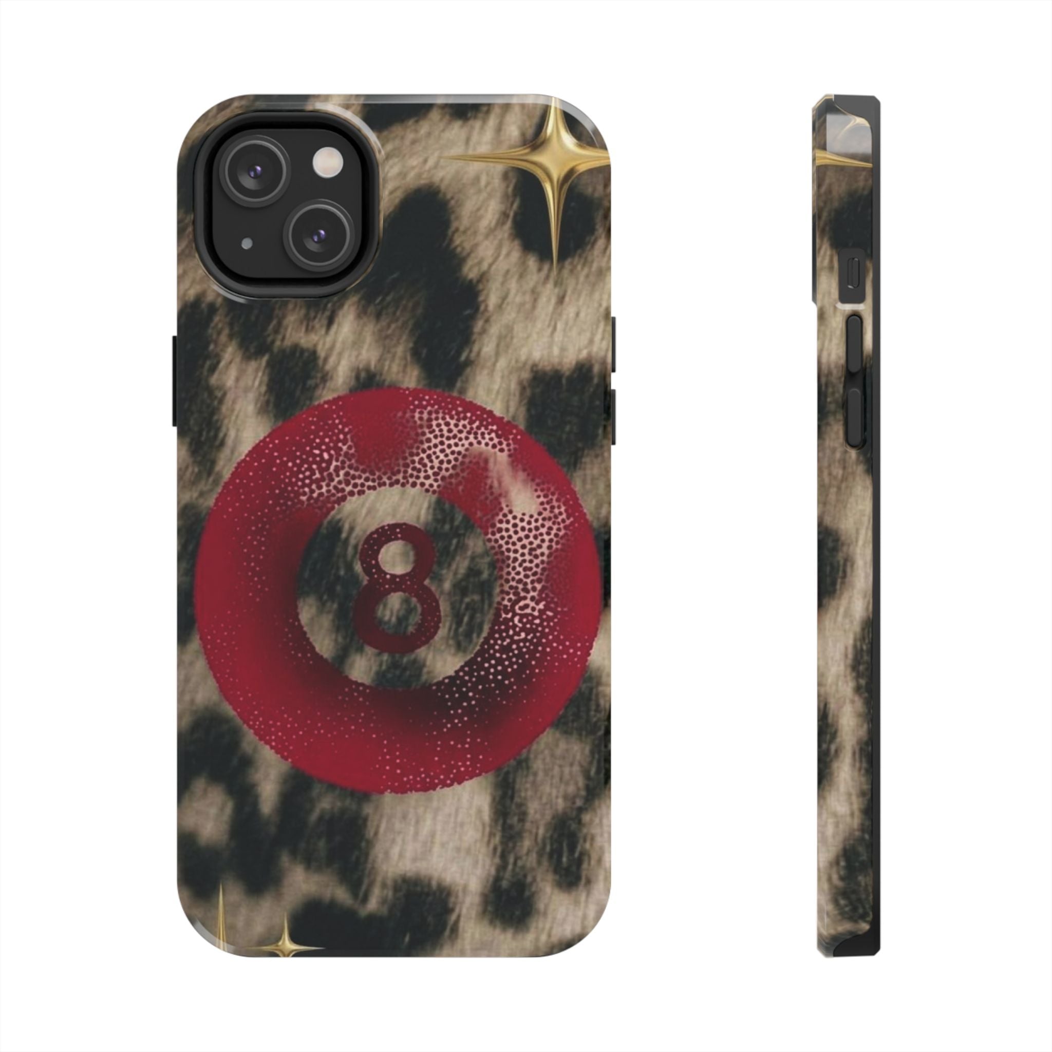 8 Ball Leopard Phone Case — Tough Protective Phone Case with Red 8-Ball Design