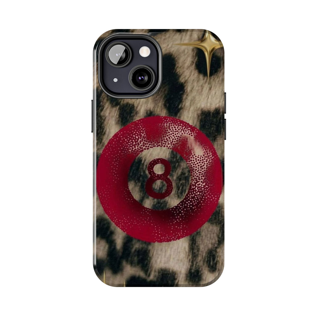 8 Ball Leopard Phone Case — Tough Protective Phone Case with Red 8-Ball Design