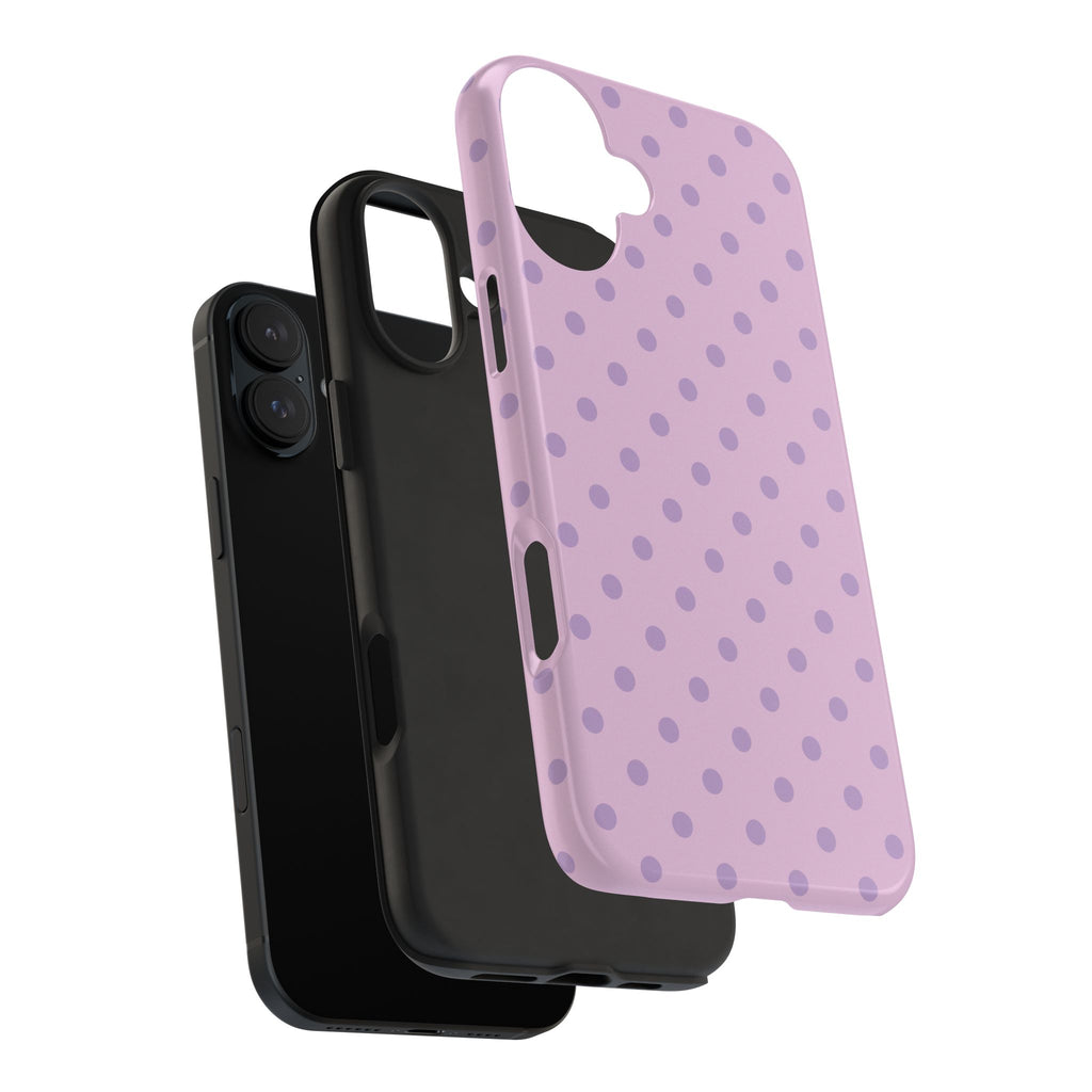 Purple Polka Dot Tough Phone Case — Durable Protective Phone Cover