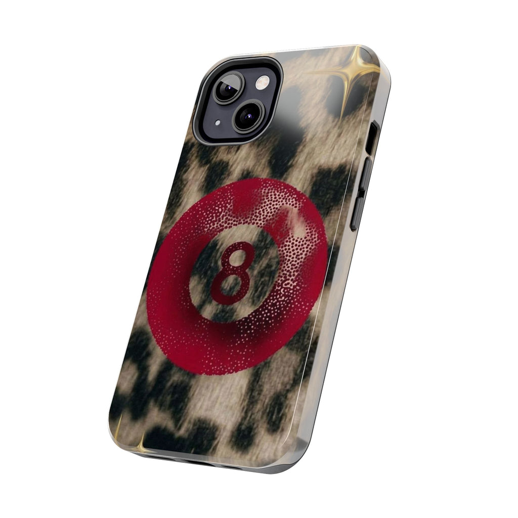 8 Ball Leopard Phone Case — Tough Protective Phone Case with Red 8-Ball Design