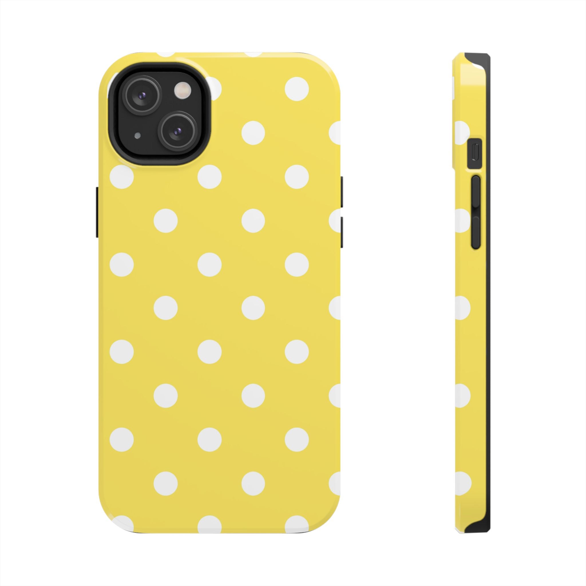 Yellow Polka Dot Tough Phone Case — Cute Protective iPhone Cover