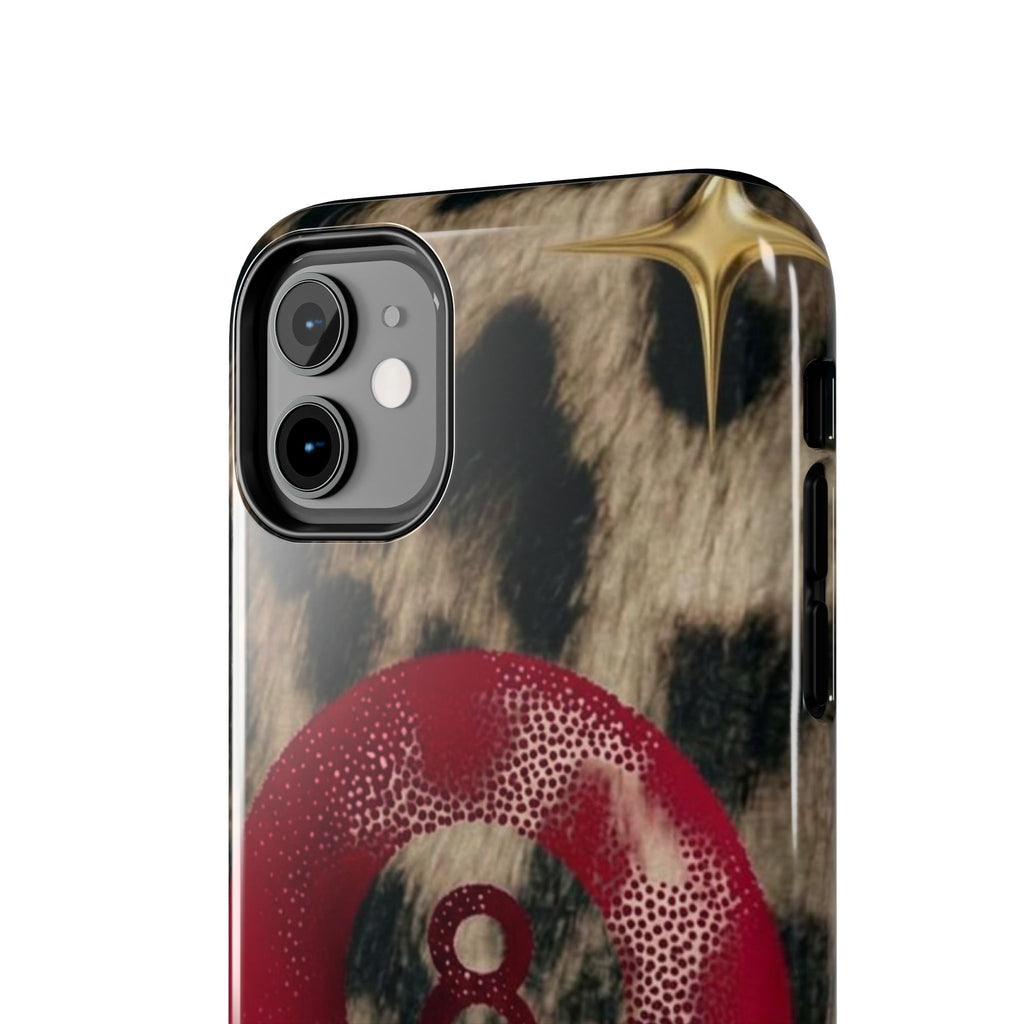 8 Ball Leopard Phone Case — Tough Protective Phone Case with Red 8-Ball Design