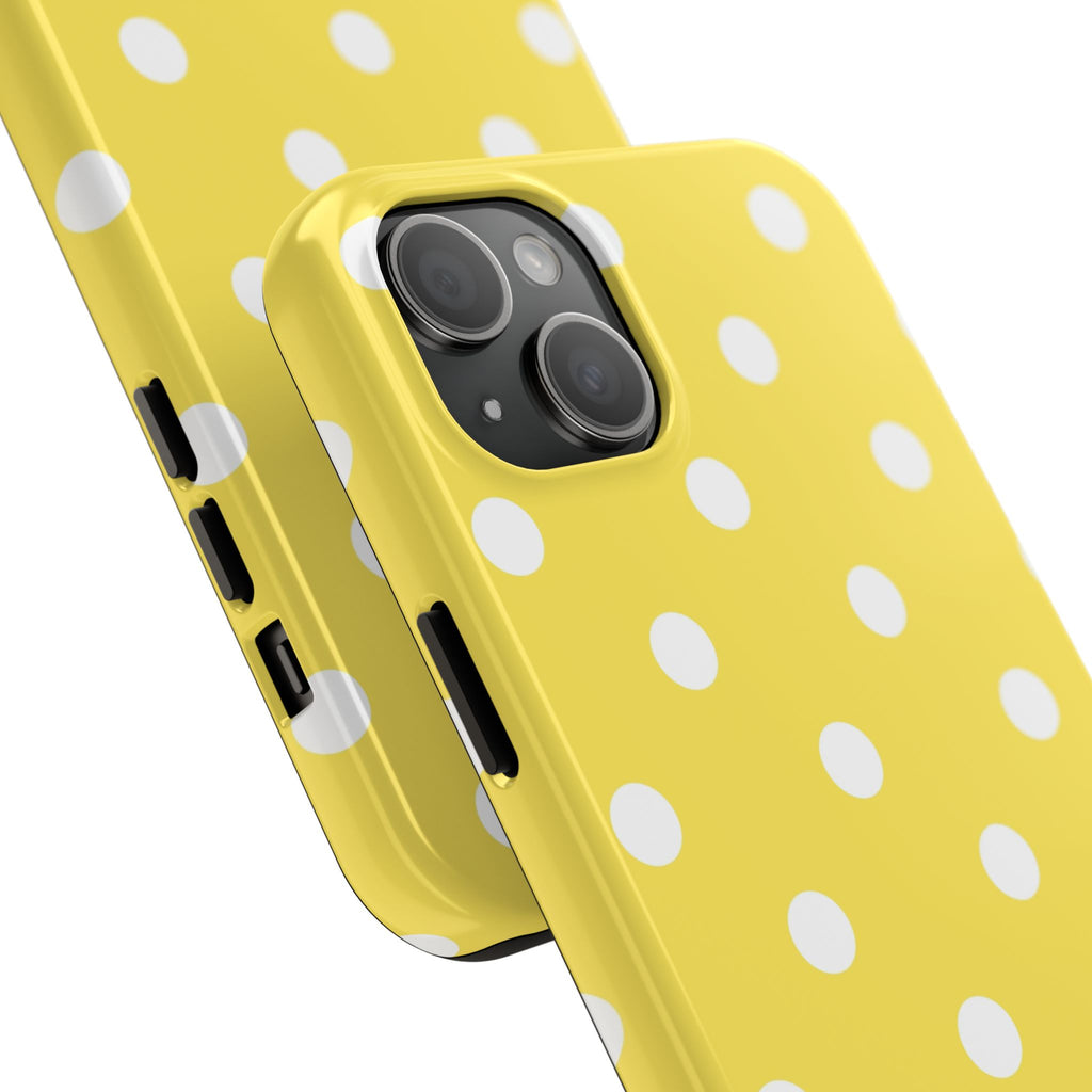 Yellow Polka Dot Tough Phone Case — Cute Protective iPhone Cover