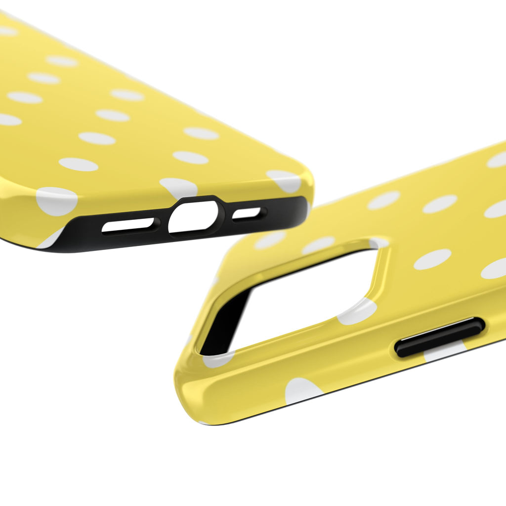 Yellow Polka Dot Tough Phone Case — Cute Protective iPhone Cover