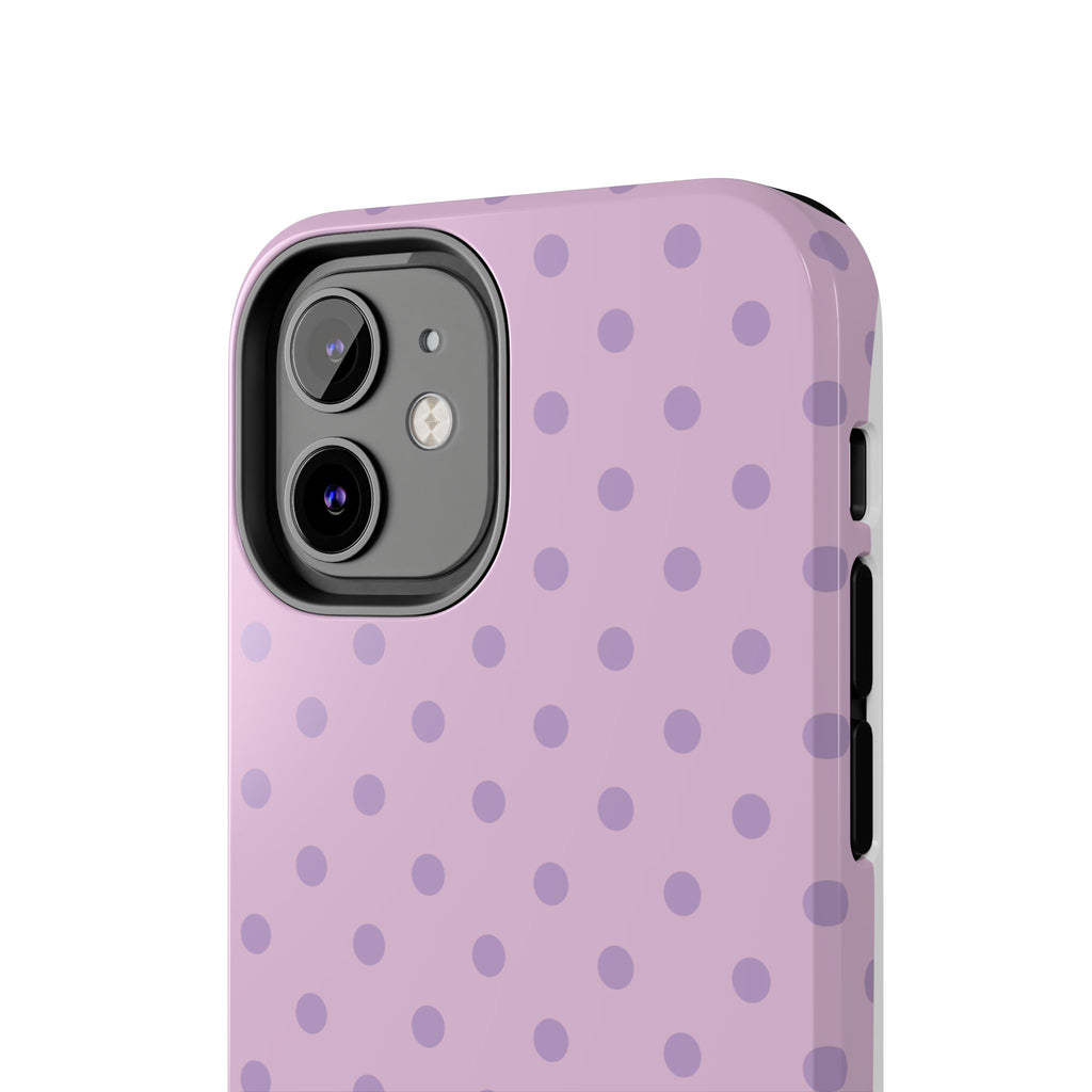 Purple Polka Dot Tough Phone Case — Durable Protective Phone Cover