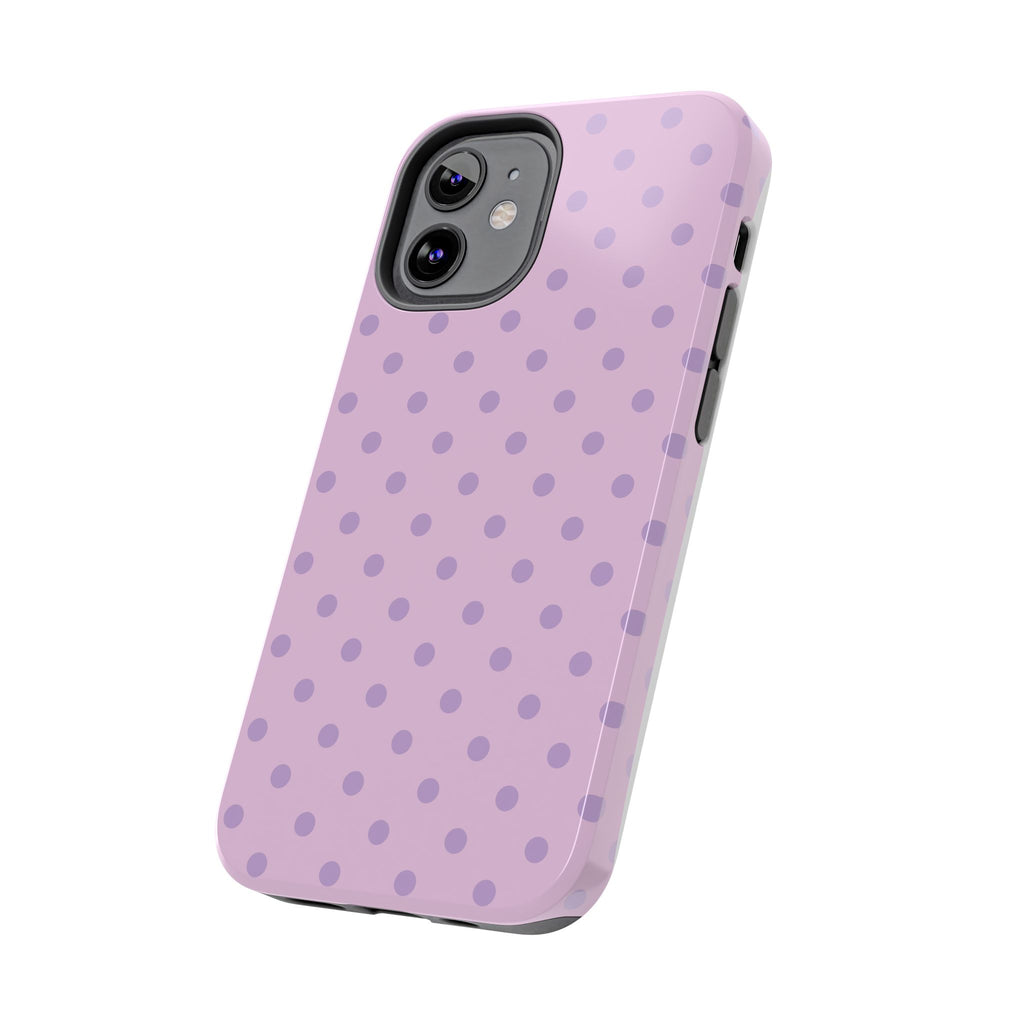 Purple Polka Dot Tough Phone Case — Durable Protective Phone Cover