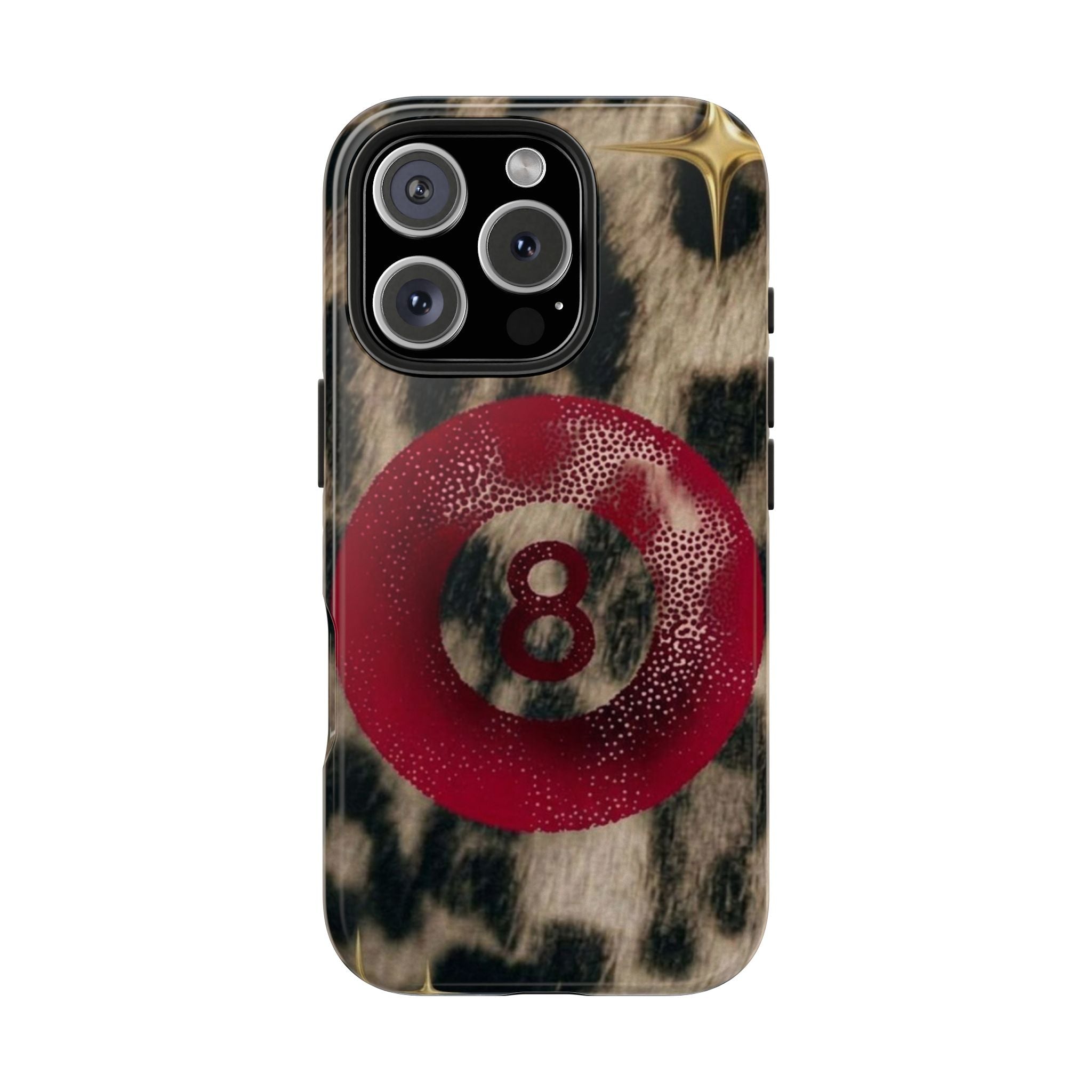8 Ball Leopard Phone Case — Tough Protective Phone Case with Red 8-Ball Design