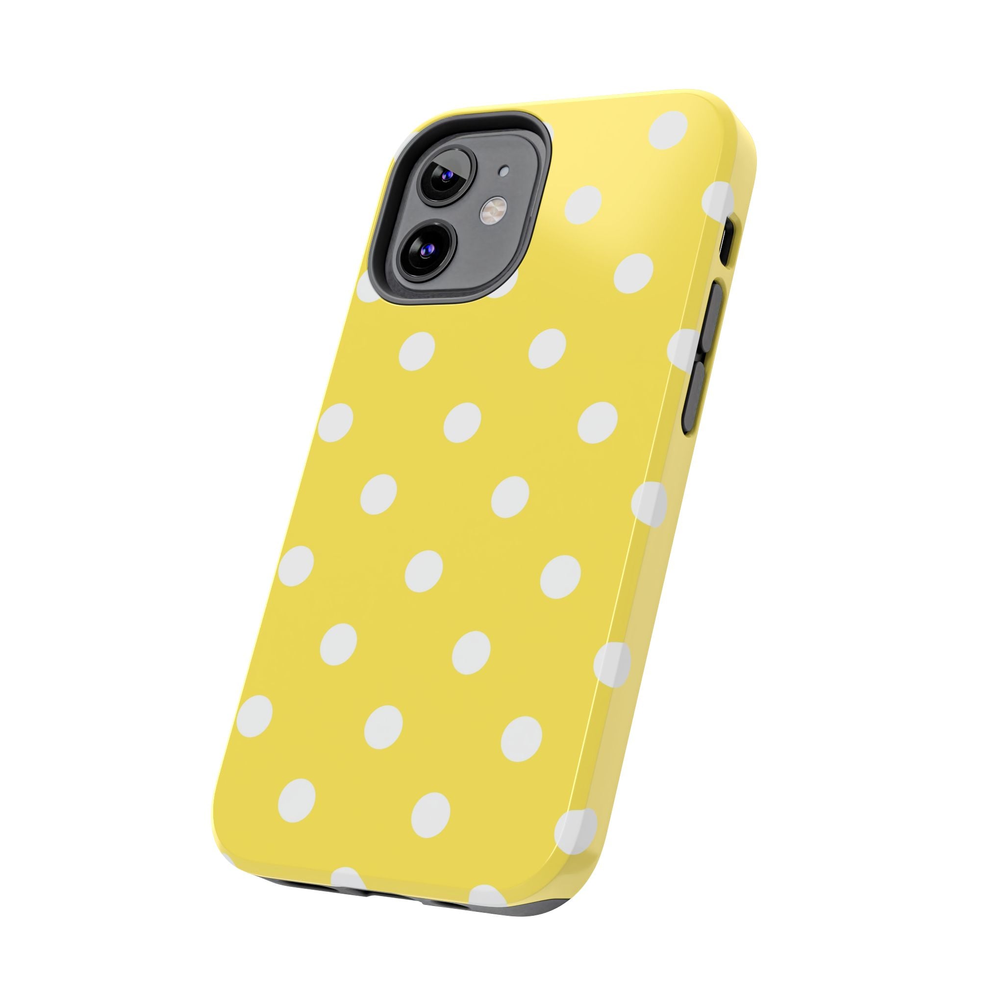 Yellow Polka Dot Tough Phone Case — Cute Protective iPhone Cover