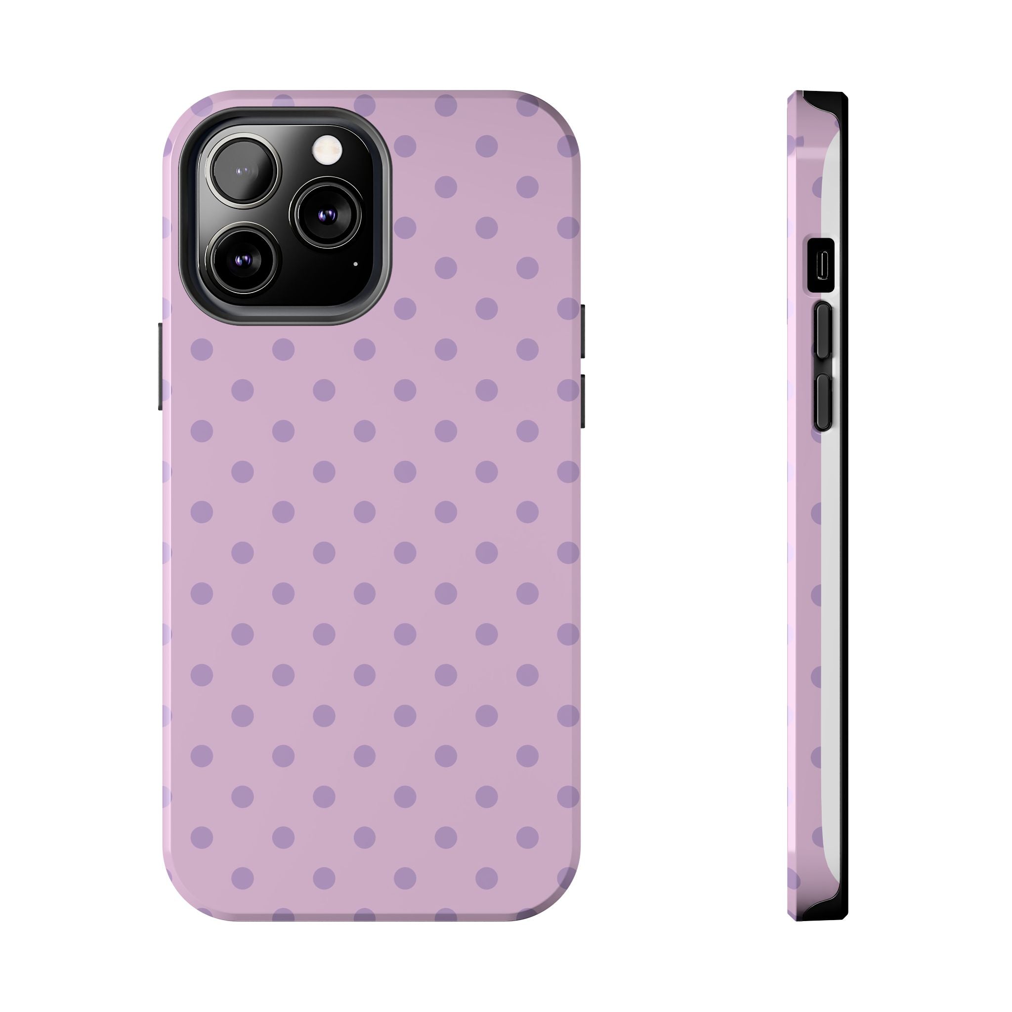 Purple Polka Dot Tough Phone Case — Durable Protective Phone Cover