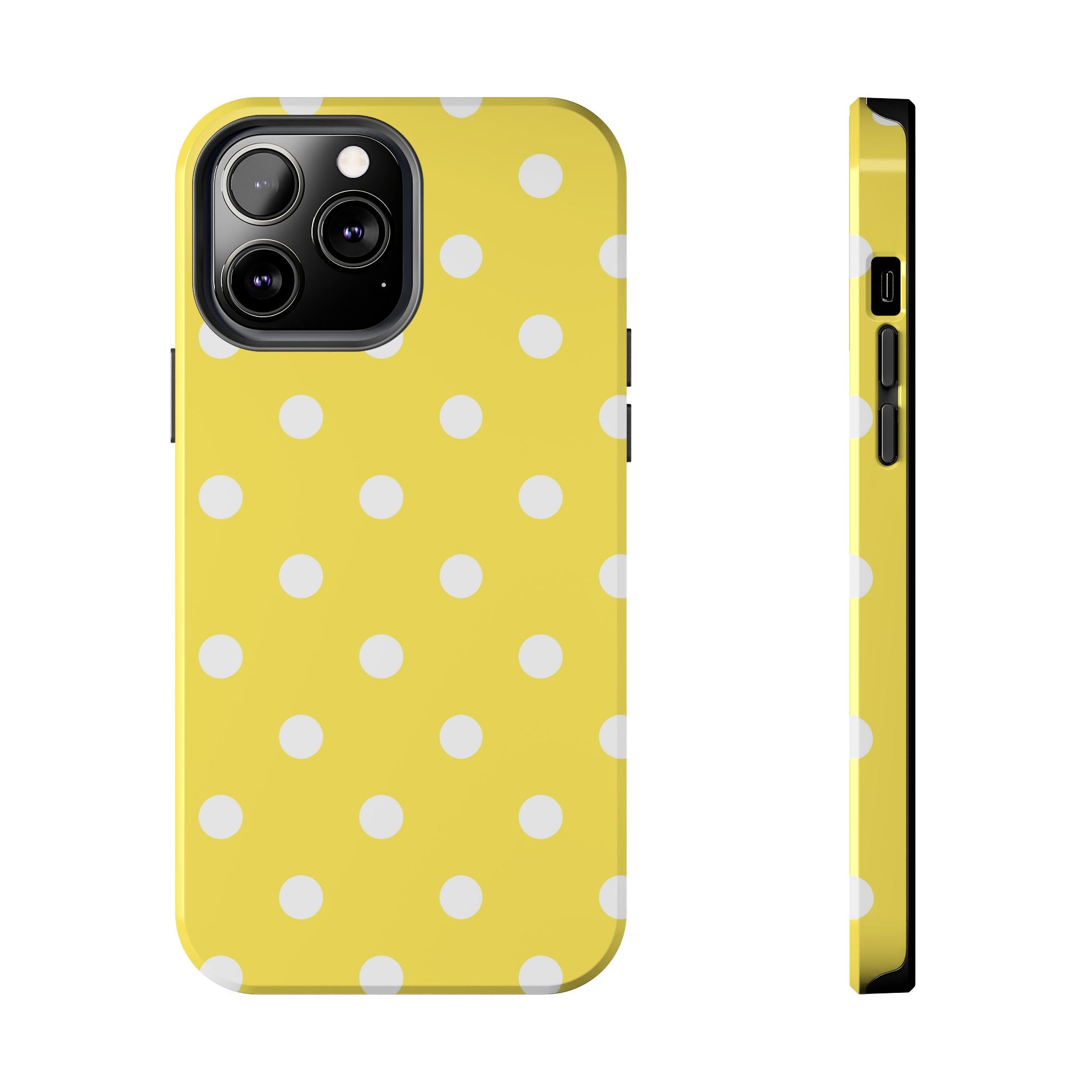 Yellow Polka Dot Tough Phone Case — Cute Protective iPhone Cover