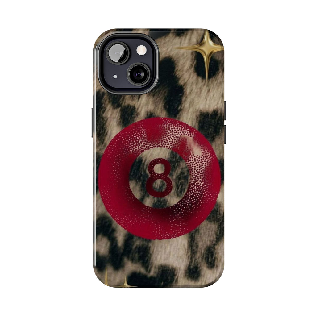 8 Ball Leopard Phone Case — Tough Protective Phone Case with Red 8-Ball Design