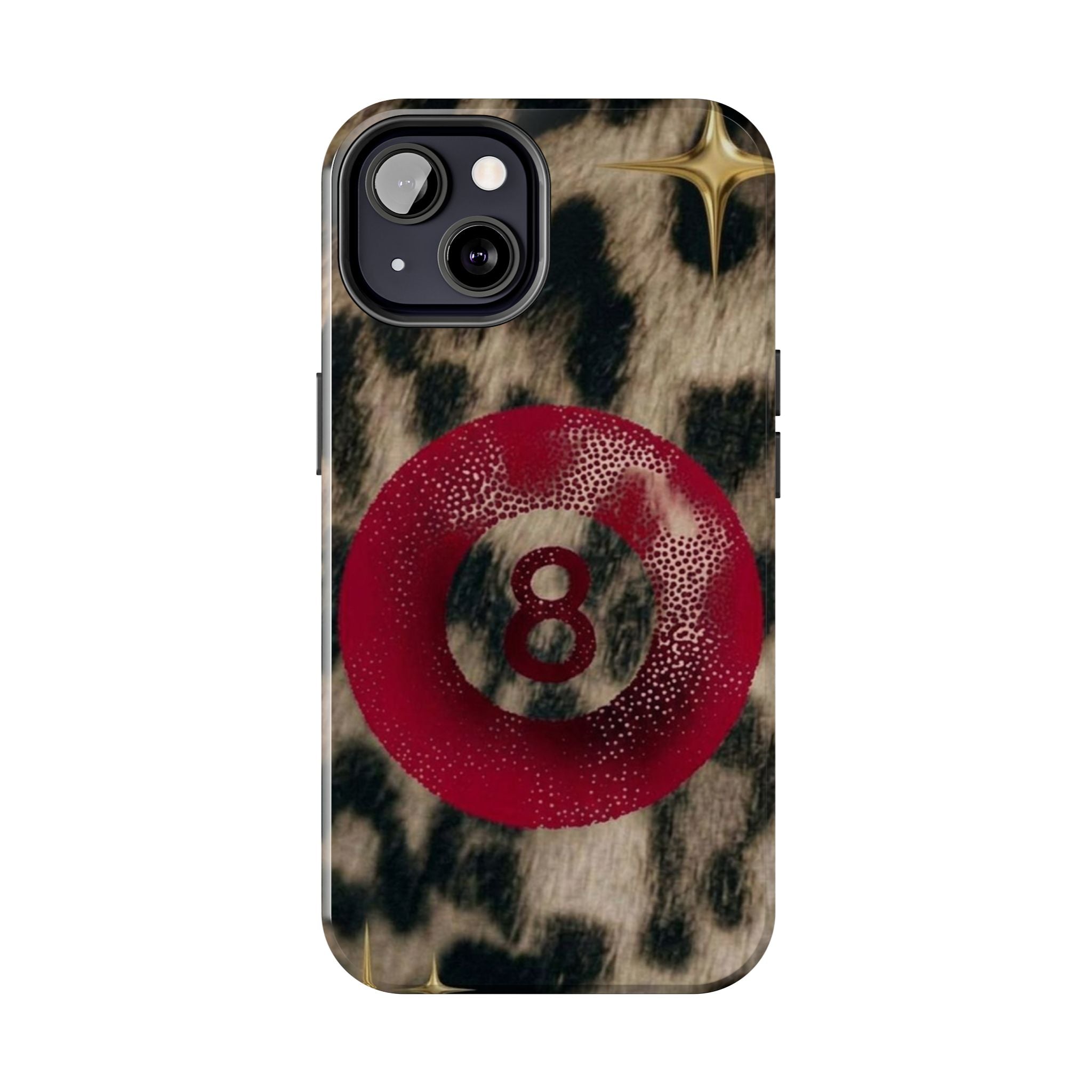 8 Ball Leopard Phone Case — Tough Protective Phone Case with Red 8-Ball Design