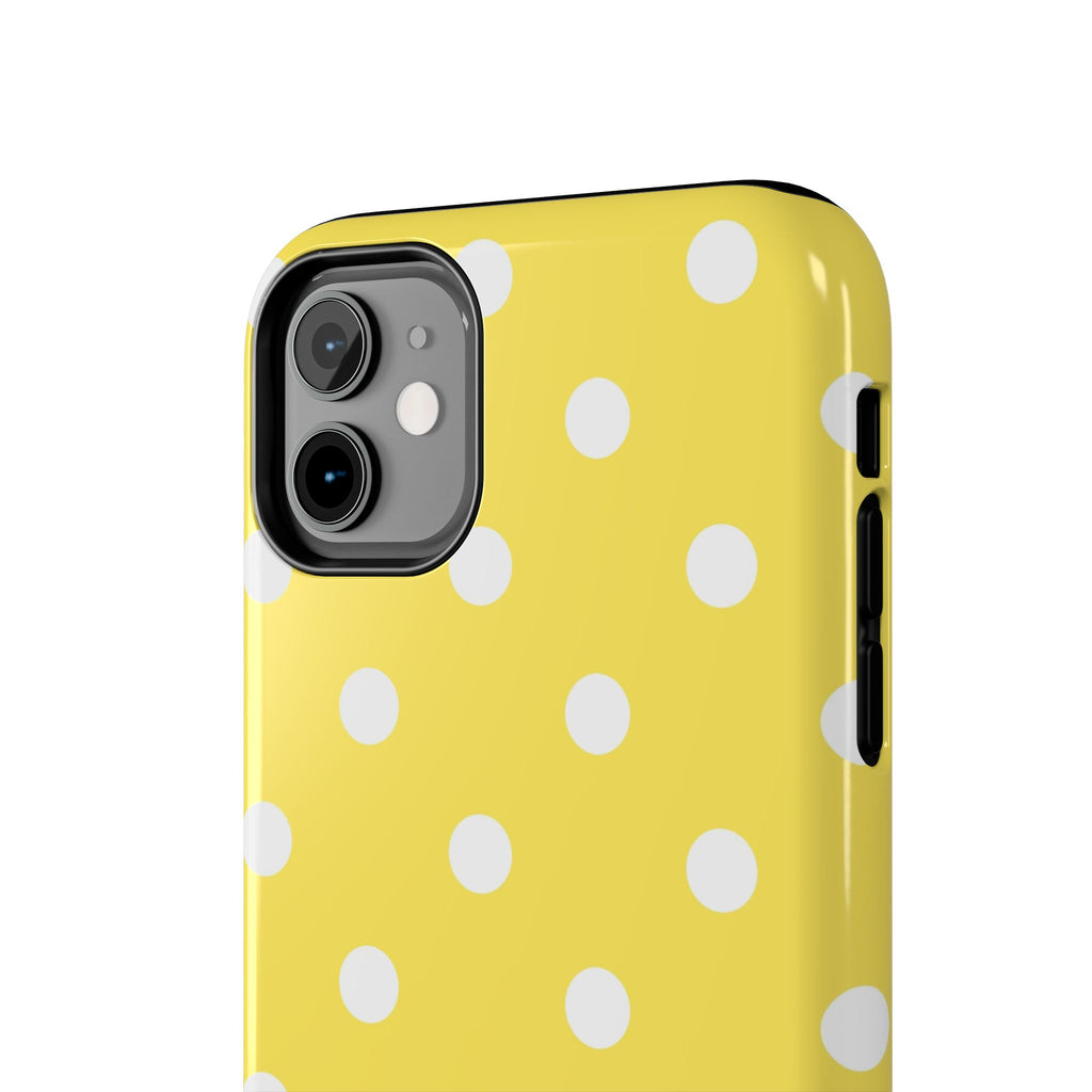 Yellow Polka Dot Tough Phone Case — Cute Protective iPhone Cover