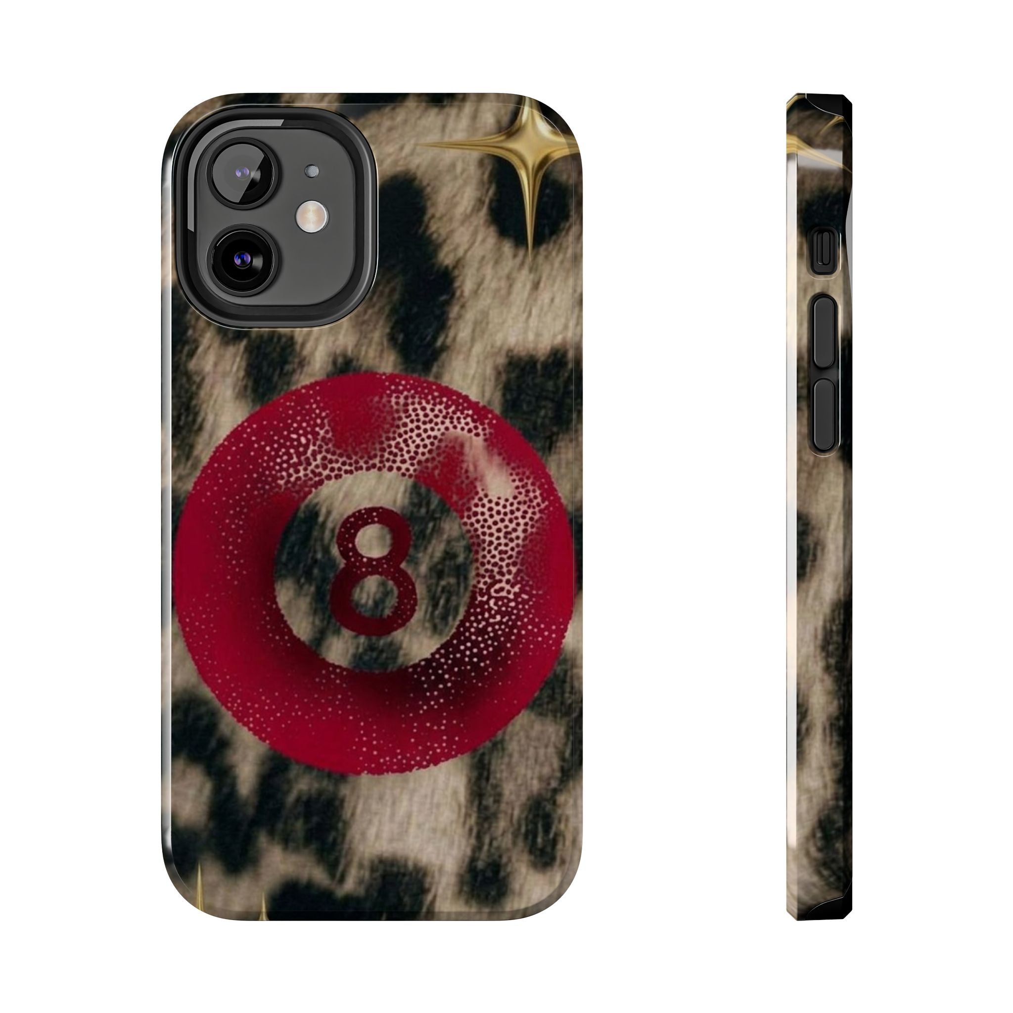 8 Ball Leopard Phone Case — Tough Protective Phone Case with Red 8-Ball Design
