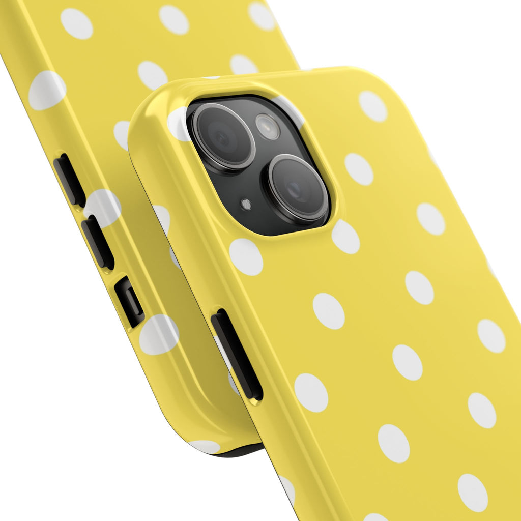Yellow Polka Dot Tough Phone Case — Cute Protective iPhone Cover