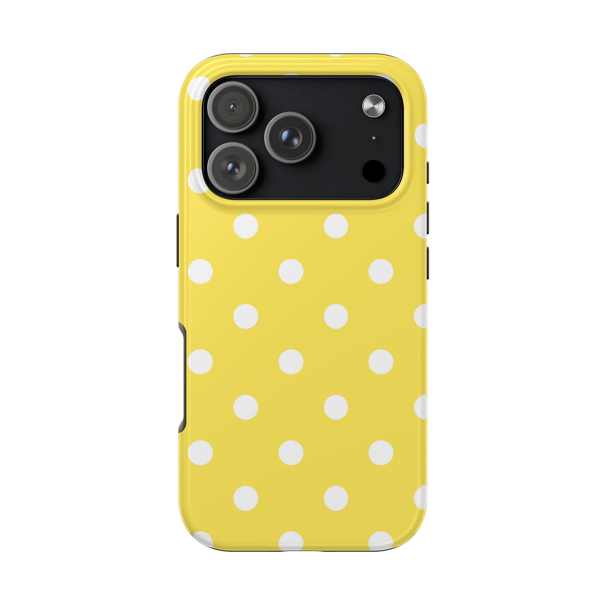 Yellow Polka Dot Tough Phone Case — Cute Protective iPhone Cover