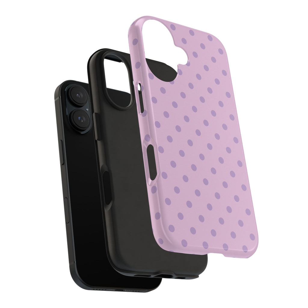 Purple Polka Dot Tough Phone Case — Durable Protective Phone Cover
