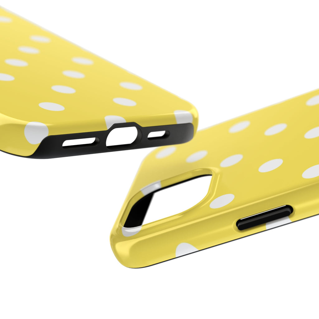 Yellow Polka Dot Tough Phone Case — Cute Protective iPhone Cover