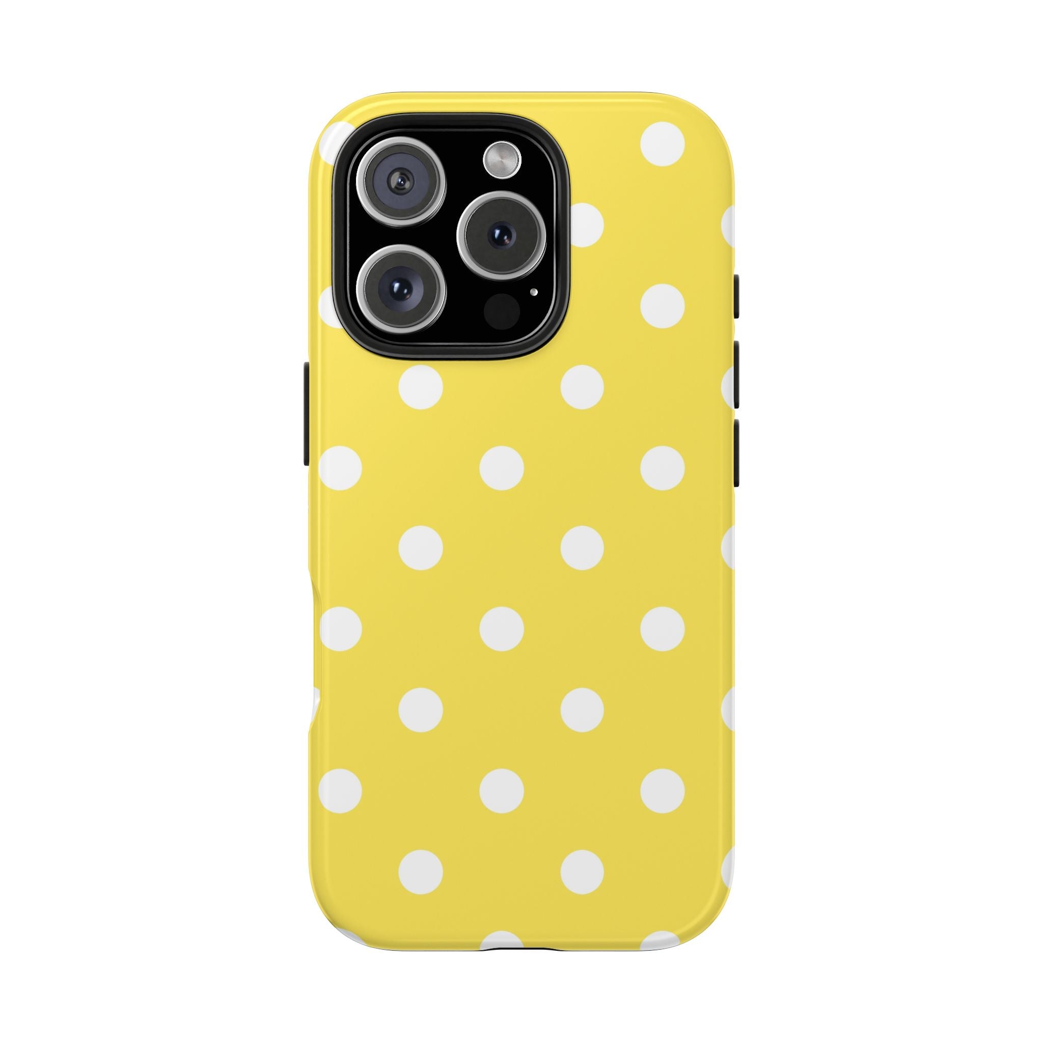 Yellow Polka Dot Tough Phone Case — Cute Protective iPhone Cover