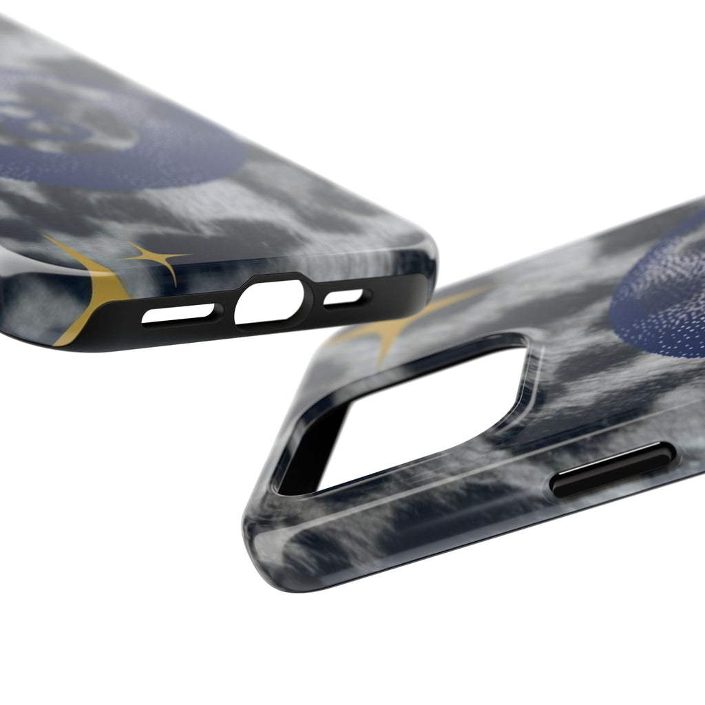 Tough Phone Case – Blue 8 Ball on Black & White Leopard Print