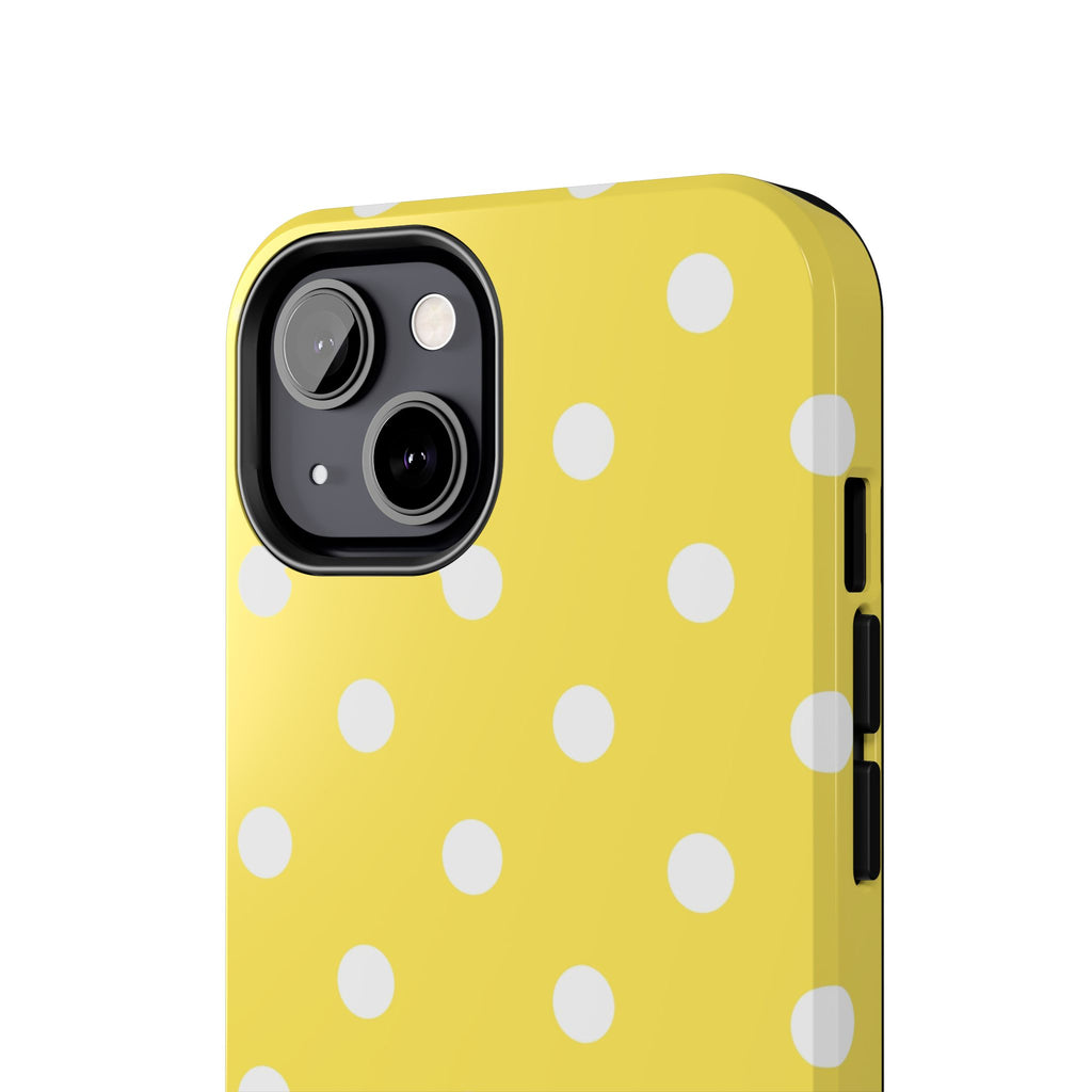 Yellow Polka Dot Tough Phone Case — Cute Protective iPhone Cover