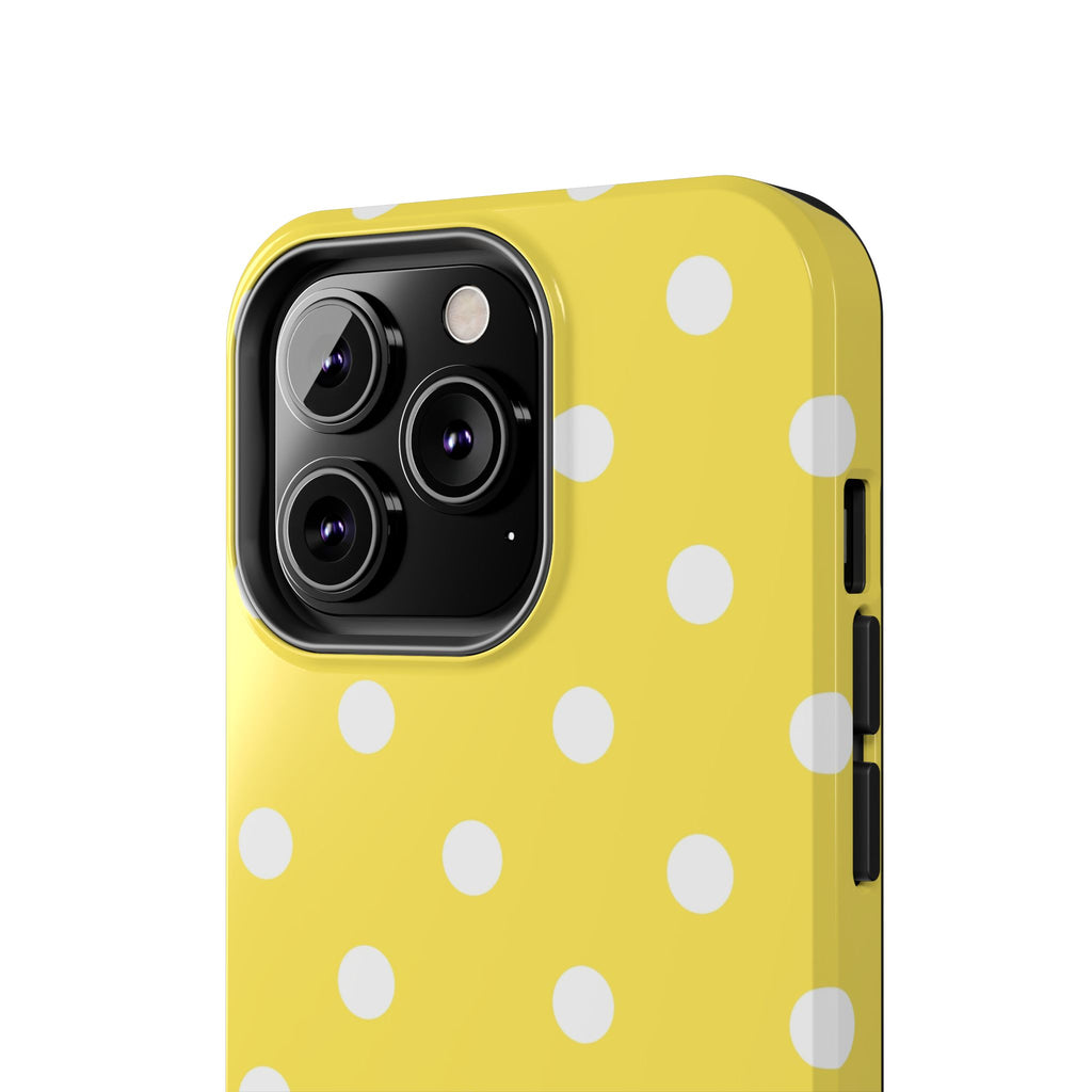 Yellow Polka Dot Tough Phone Case — Cute Protective iPhone Cover