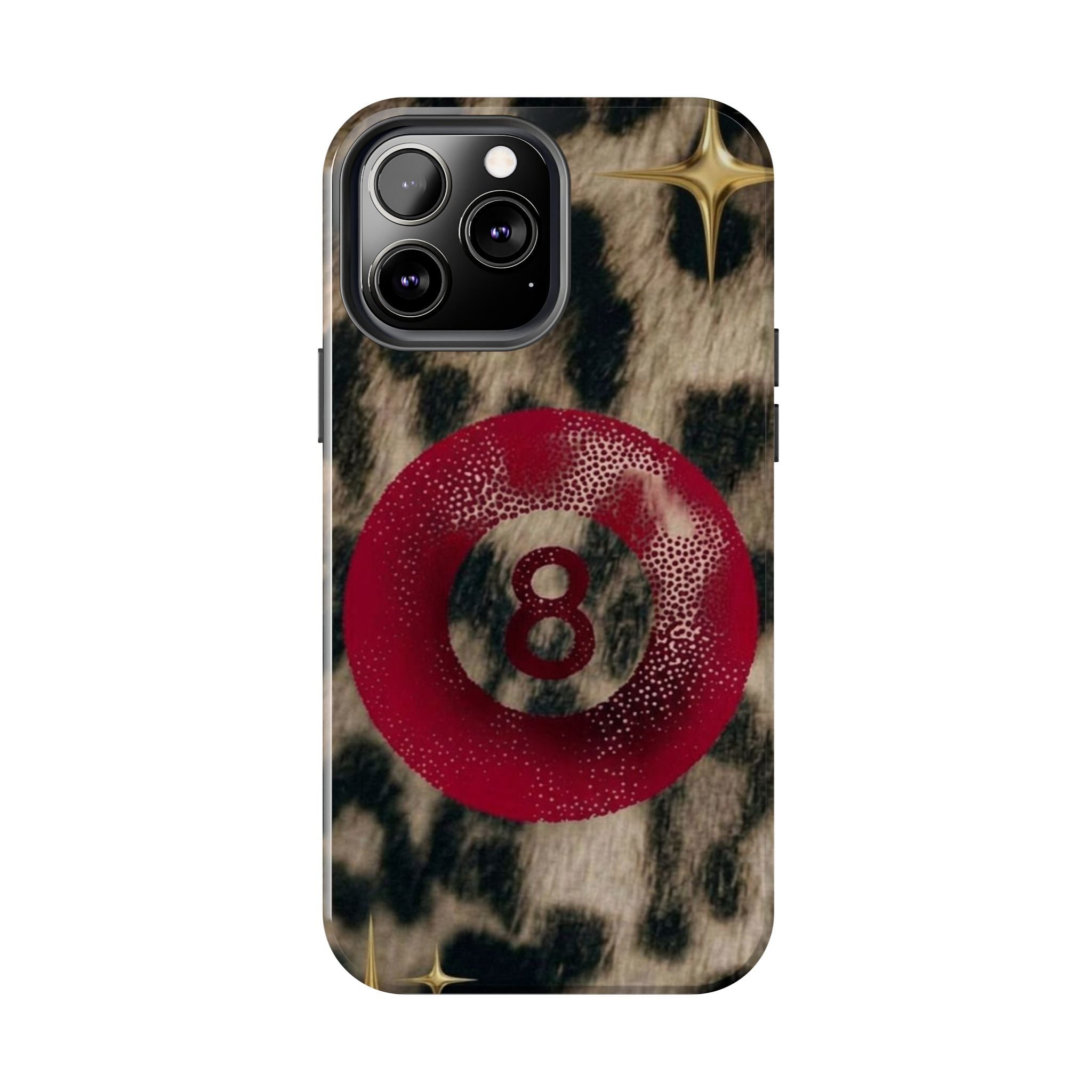 8 Ball Leopard Phone Case — Tough Protective Phone Case with Red 8-Ball Design