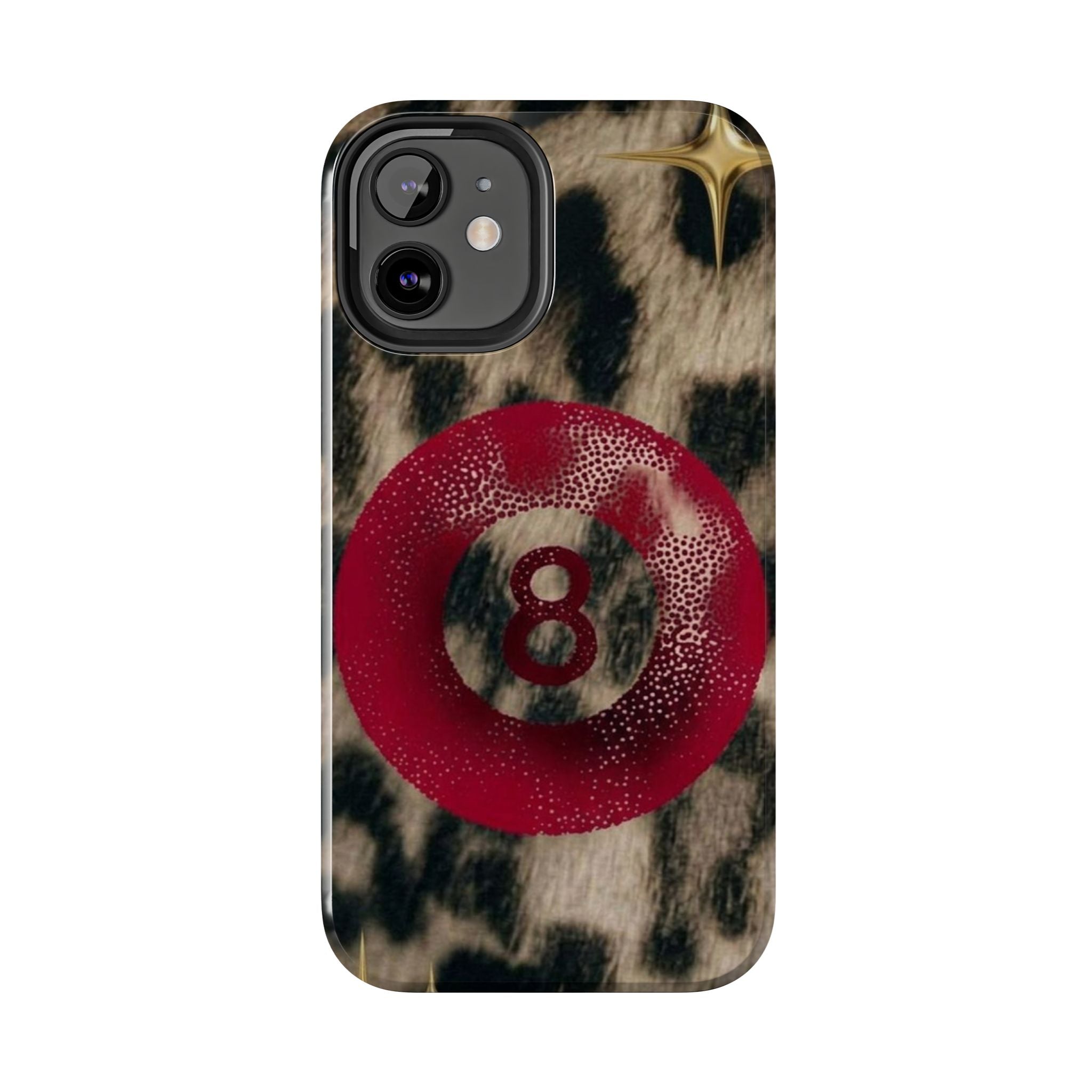 8 Ball Leopard Phone Case — Tough Protective Phone Case with Red 8-Ball Design