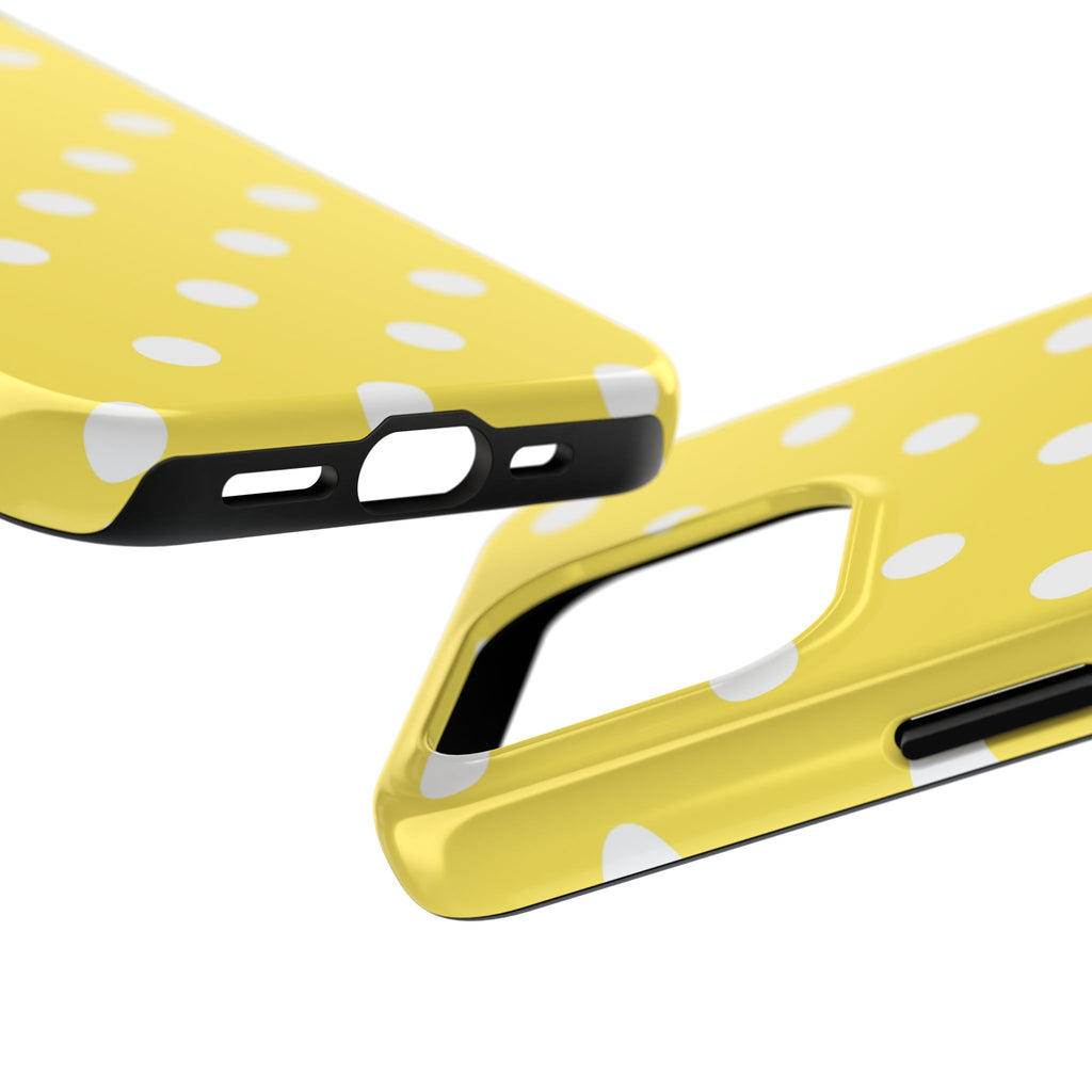 Yellow Polka Dot Tough Phone Case — Cute Protective iPhone Cover