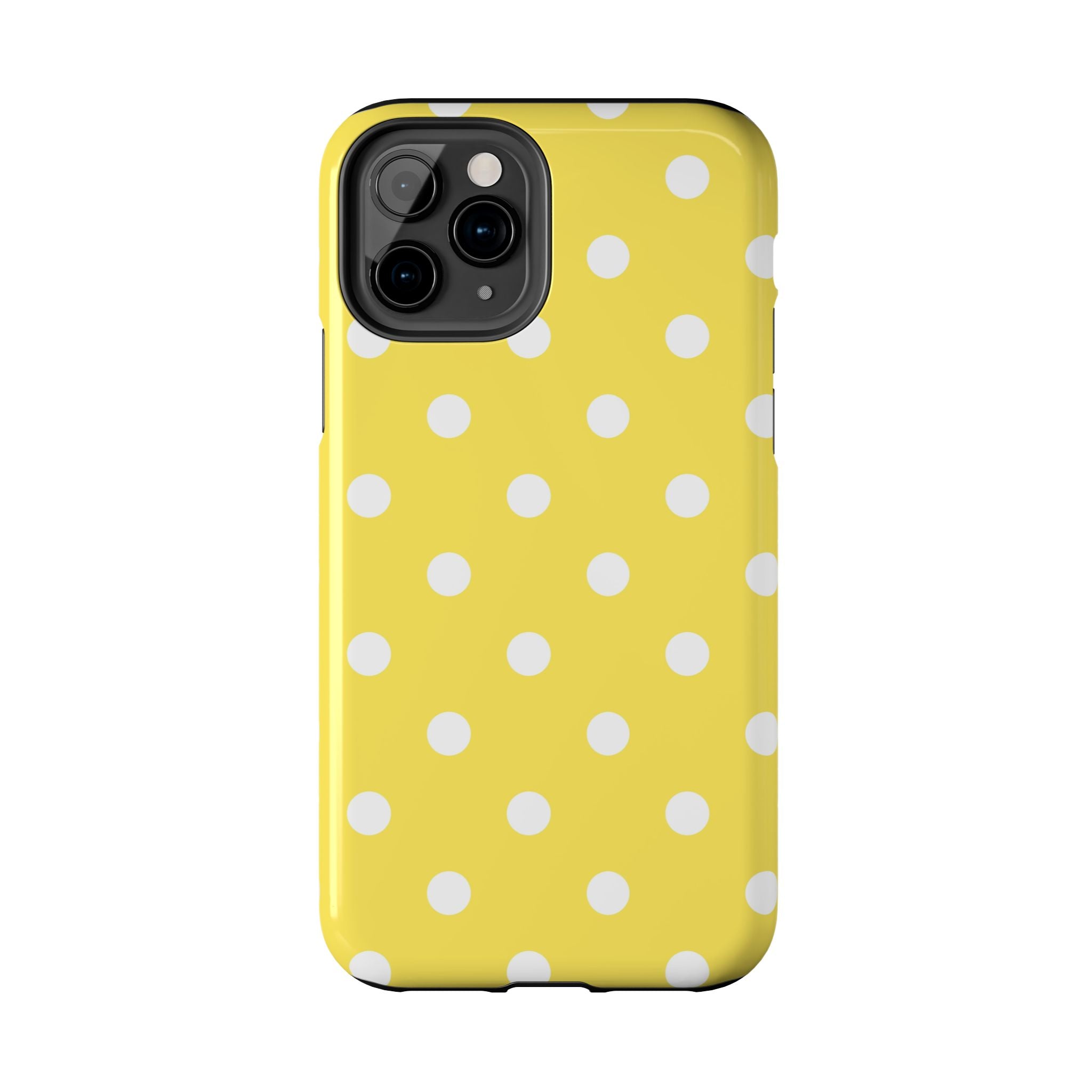 Yellow Polka Dot Tough Phone Case — Cute Protective iPhone Cover