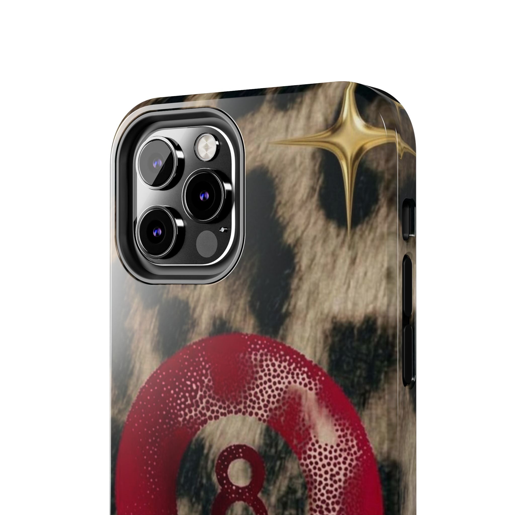 8 Ball Leopard Phone Case — Tough Protective Phone Case with Red 8-Ball Design