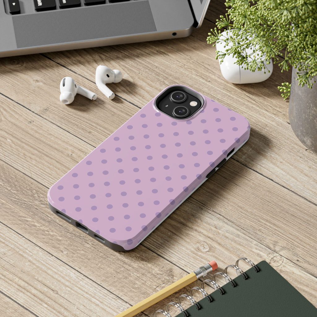 Purple Polka Dot Tough Phone Case — Durable Protective Phone Cover