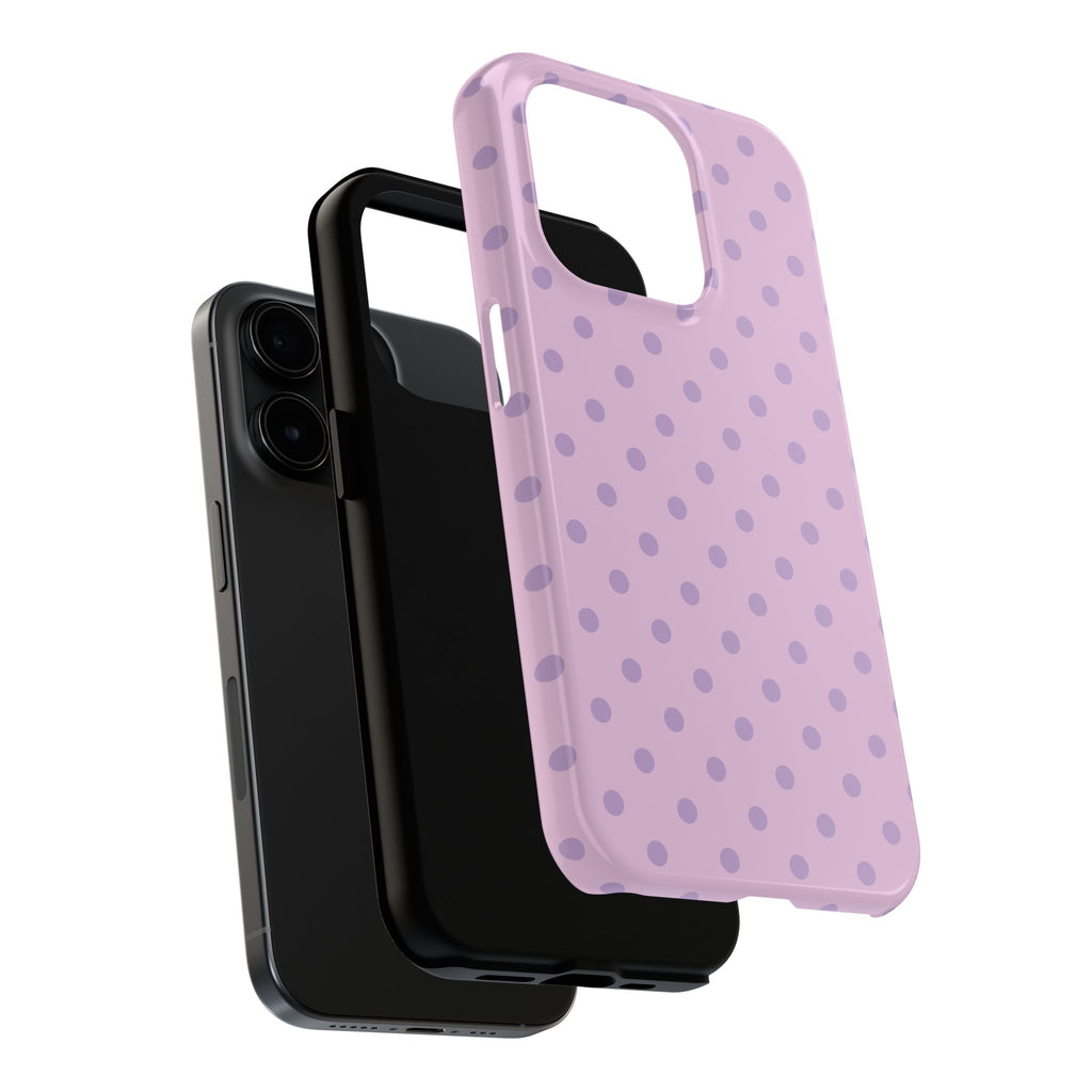 Purple Polka Dot Tough Phone Case — Durable Protective Phone Cover