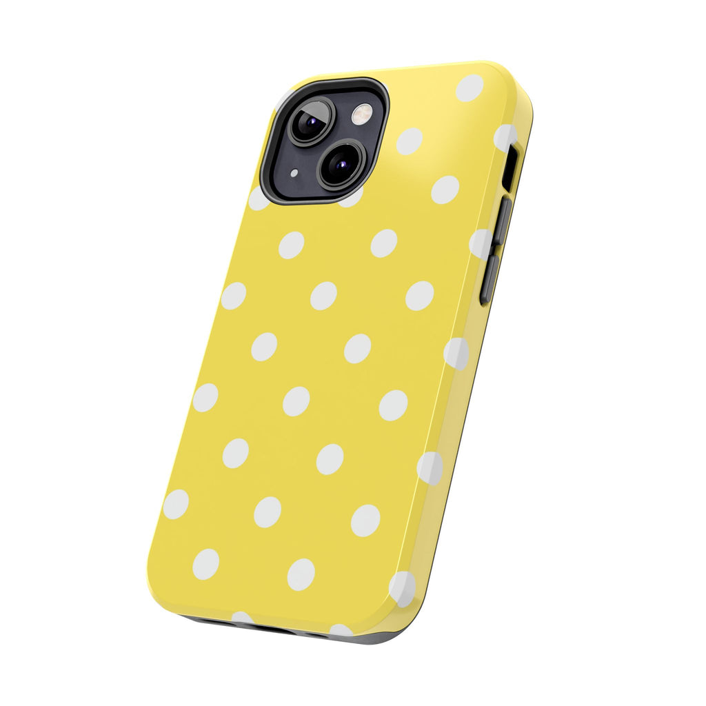 Yellow Polka Dot Tough Phone Case — Cute Protective iPhone Cover