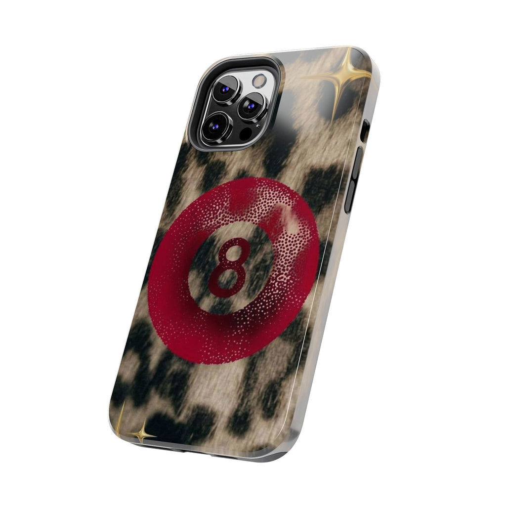 8 Ball Leopard Phone Case — Tough Protective Phone Case with Red 8-Ball Design
