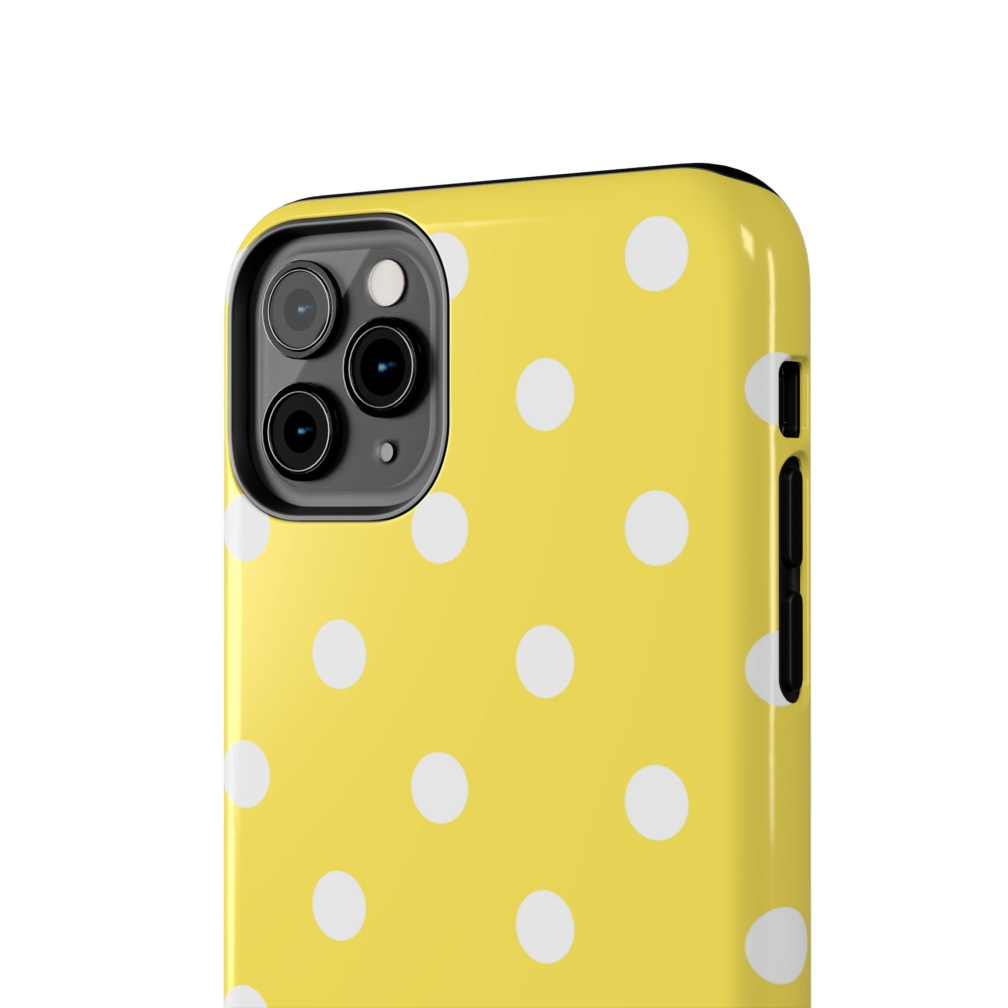 Yellow Polka Dot Tough Phone Case — Cute Protective iPhone Cover