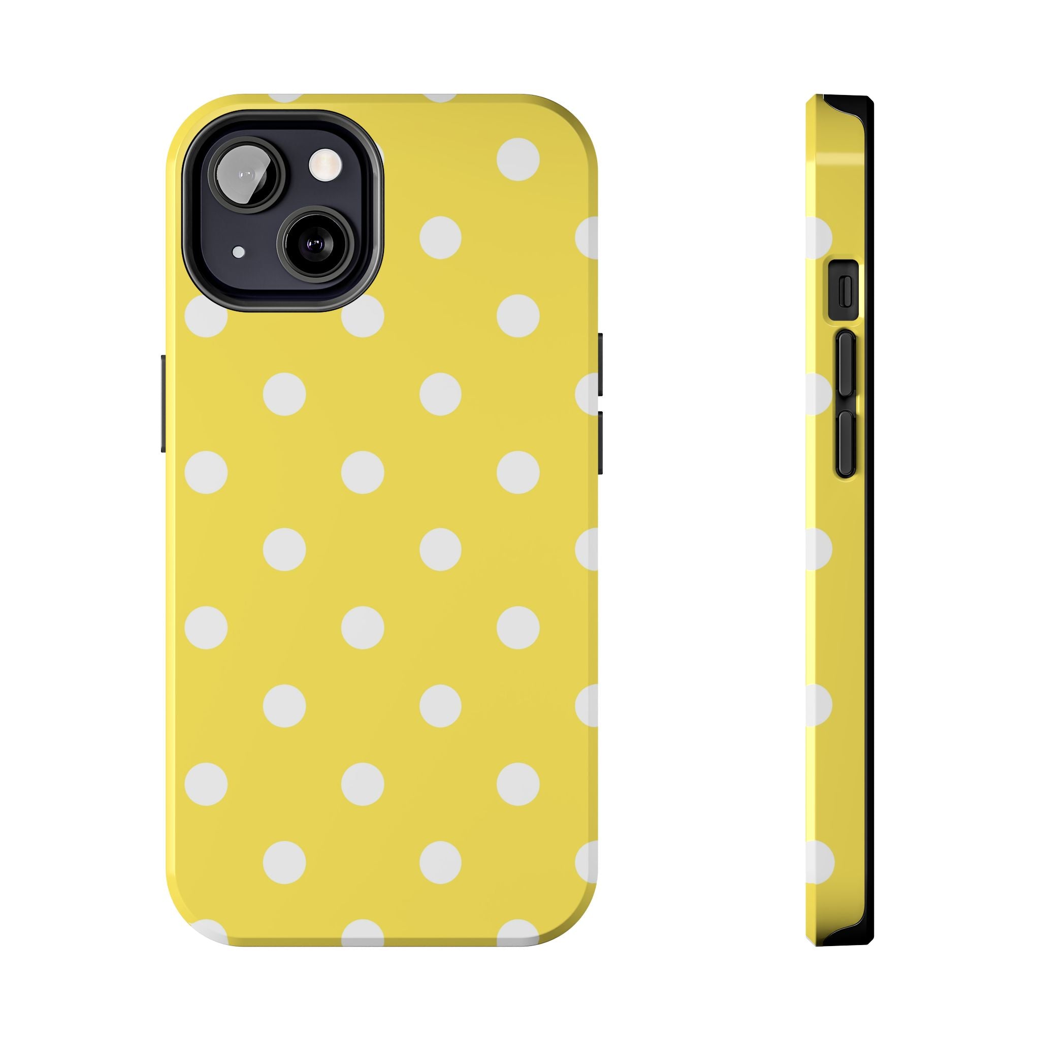 Yellow Polka Dot Tough Phone Case — Cute Protective iPhone Cover