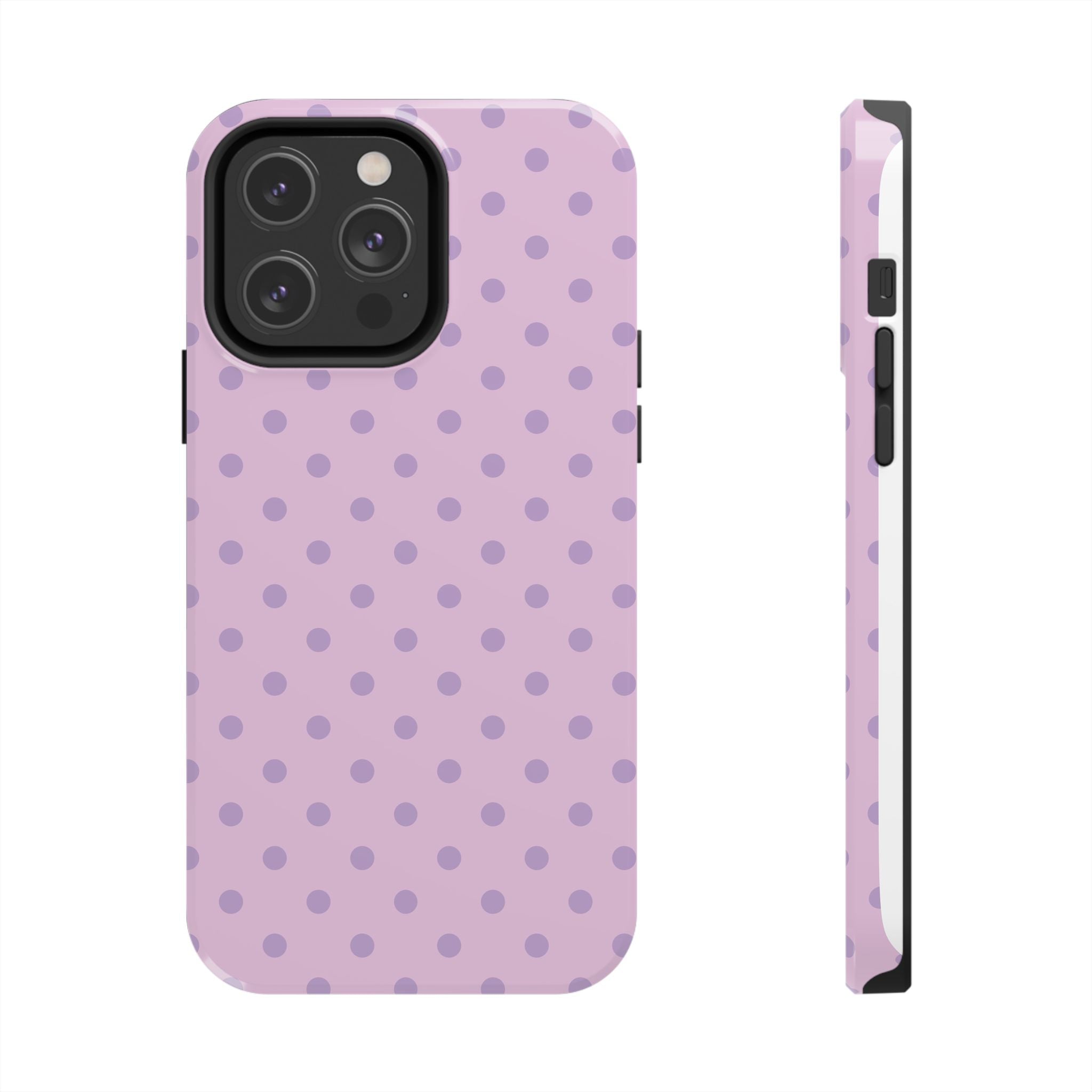 Purple Polka Dot Tough Phone Case — Durable Protective Phone Cover
